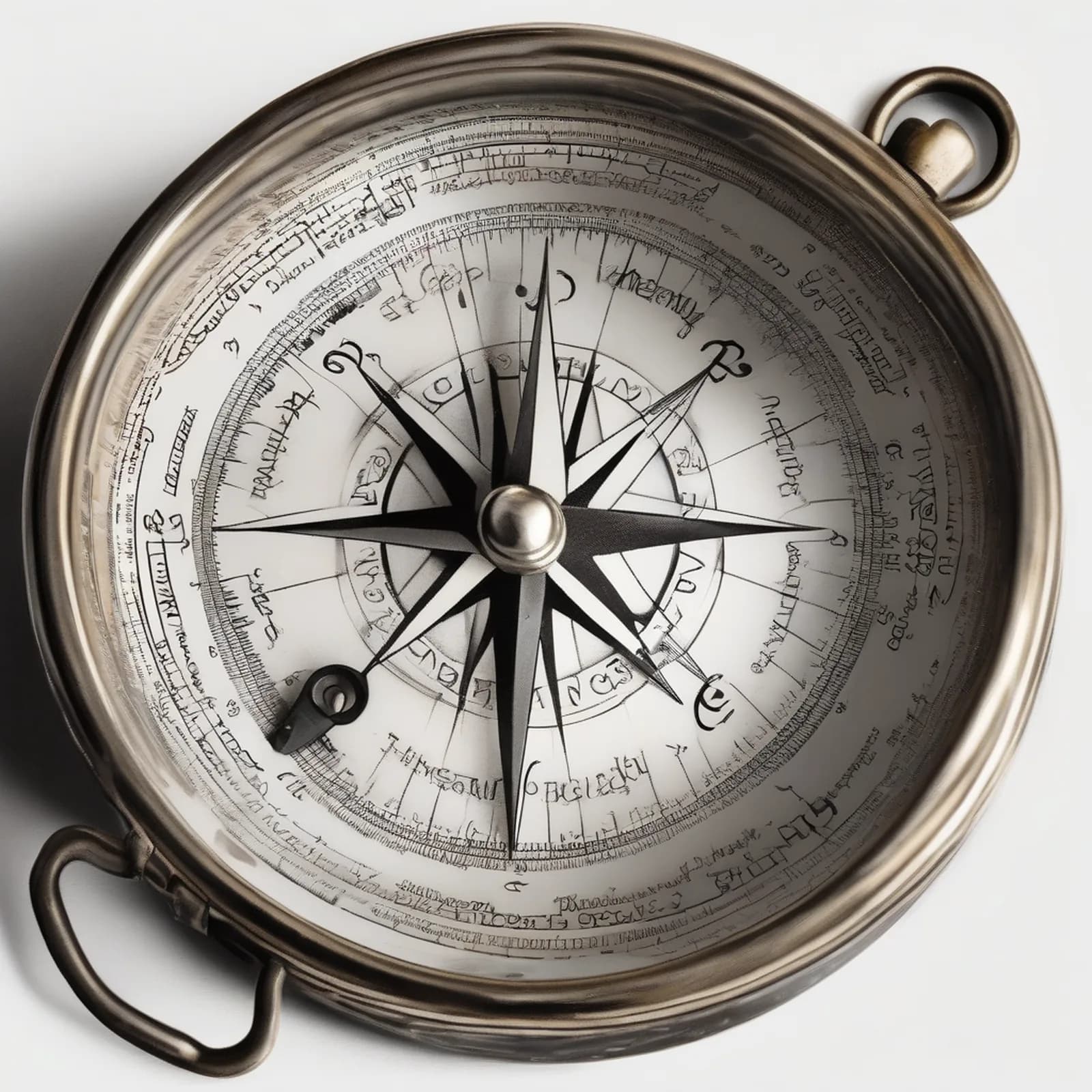 Antique Brass Pocket Compass tattoo design, alternative version 2