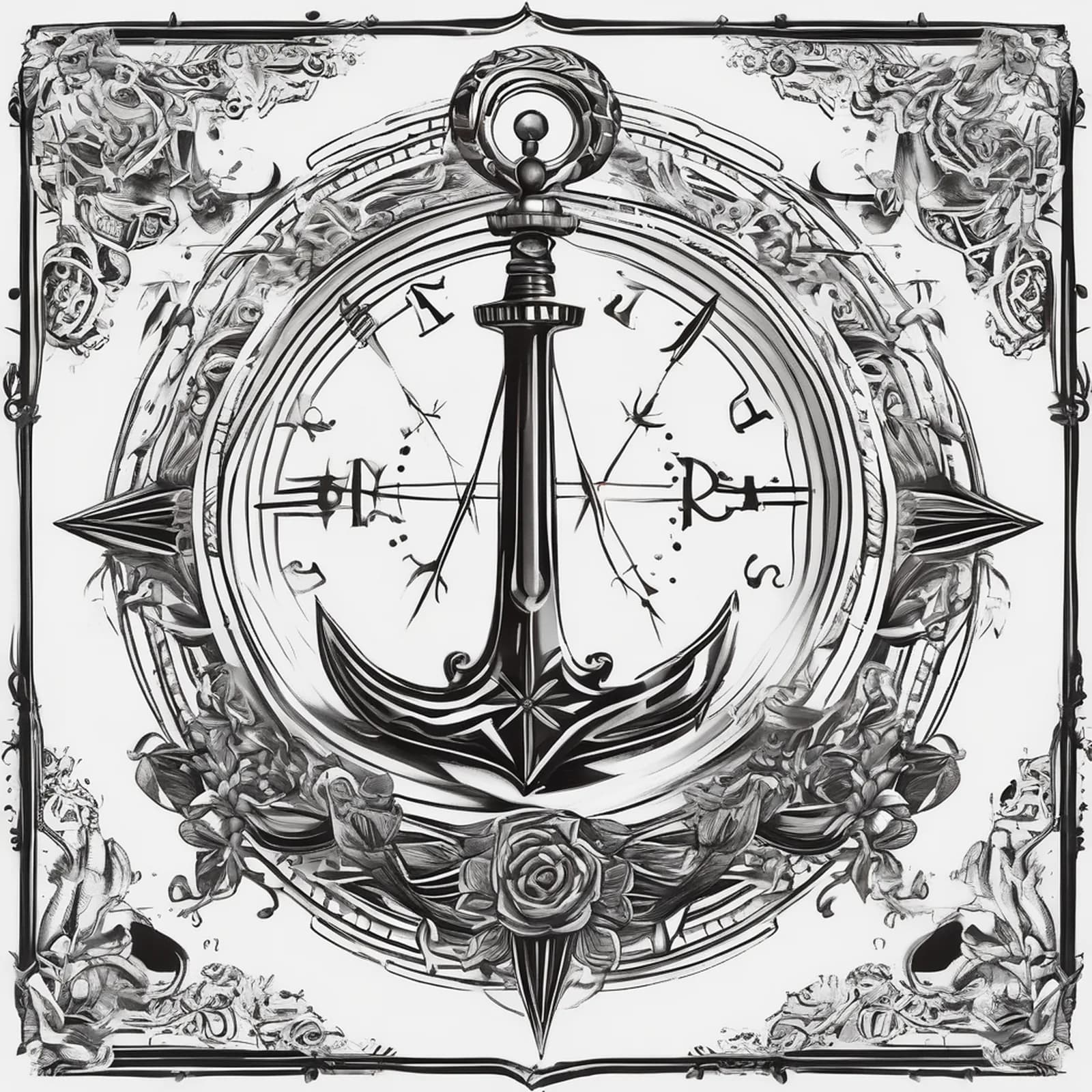 Compass And Anchor tattoo design