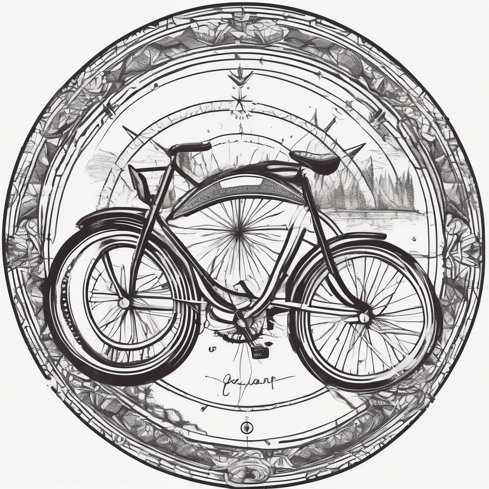 Compass And Bicycle tattoo design