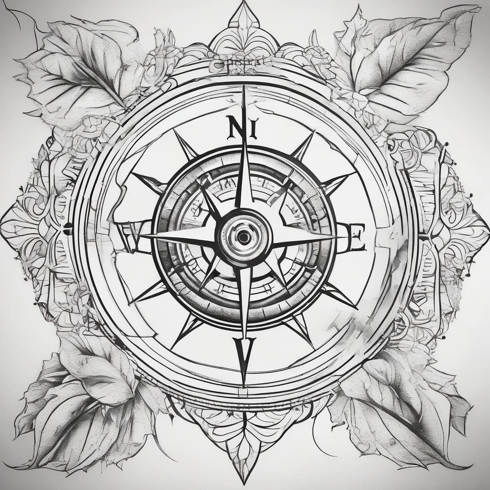 Compass And Bicycle tattoo design, alternative version 3