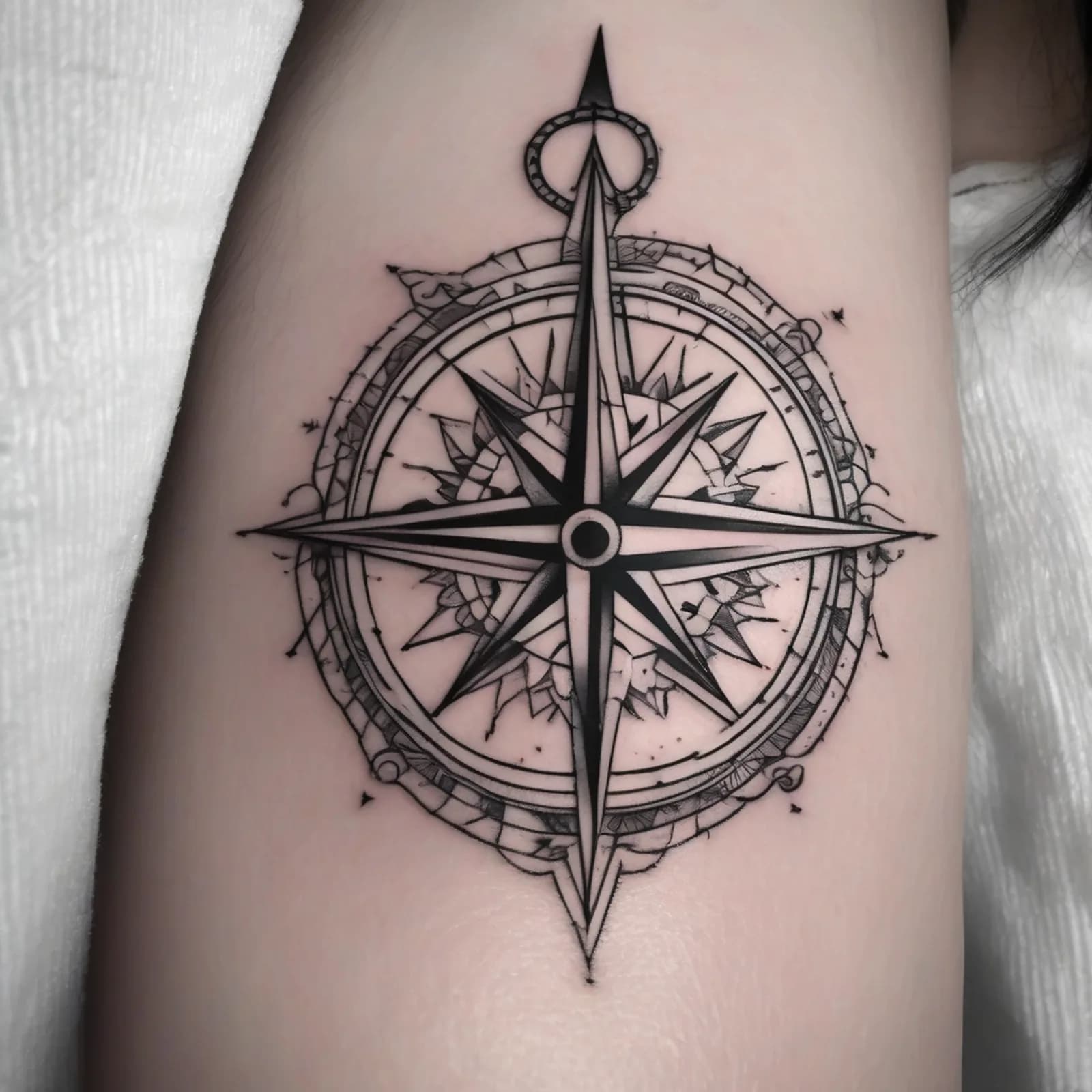 Compass And Bicycle tattoo design, alternative version 4