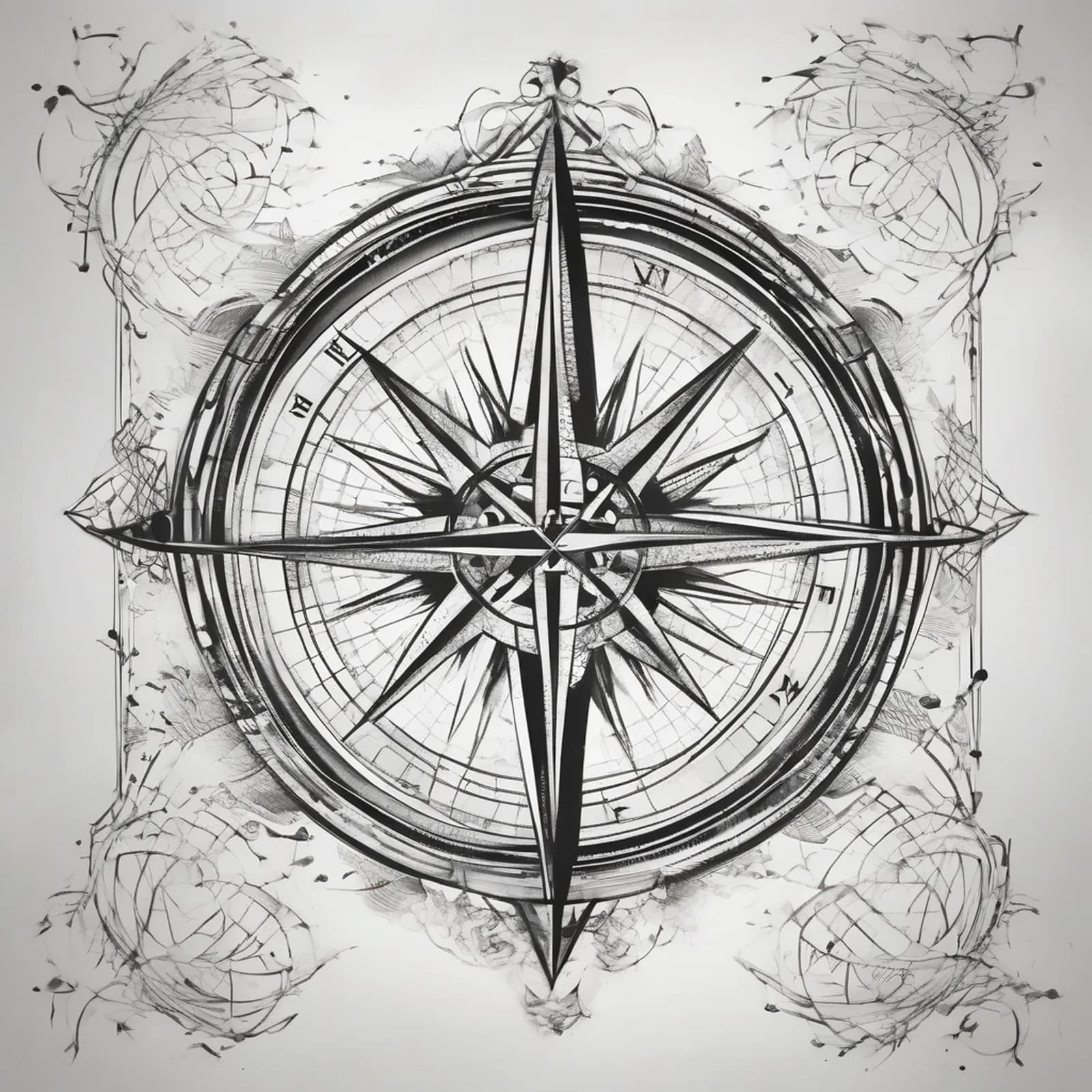 Compass And DNA Helix tattoo design, alternative version 4
