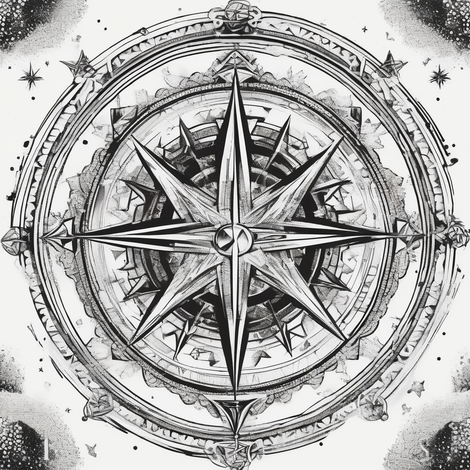 Compass And Galaxy tattoo design