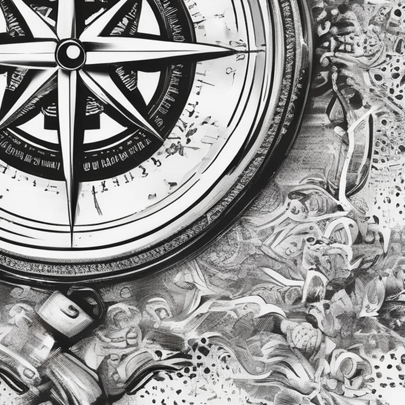 Compass And Hiking Backpack tattoo design, close-up detail