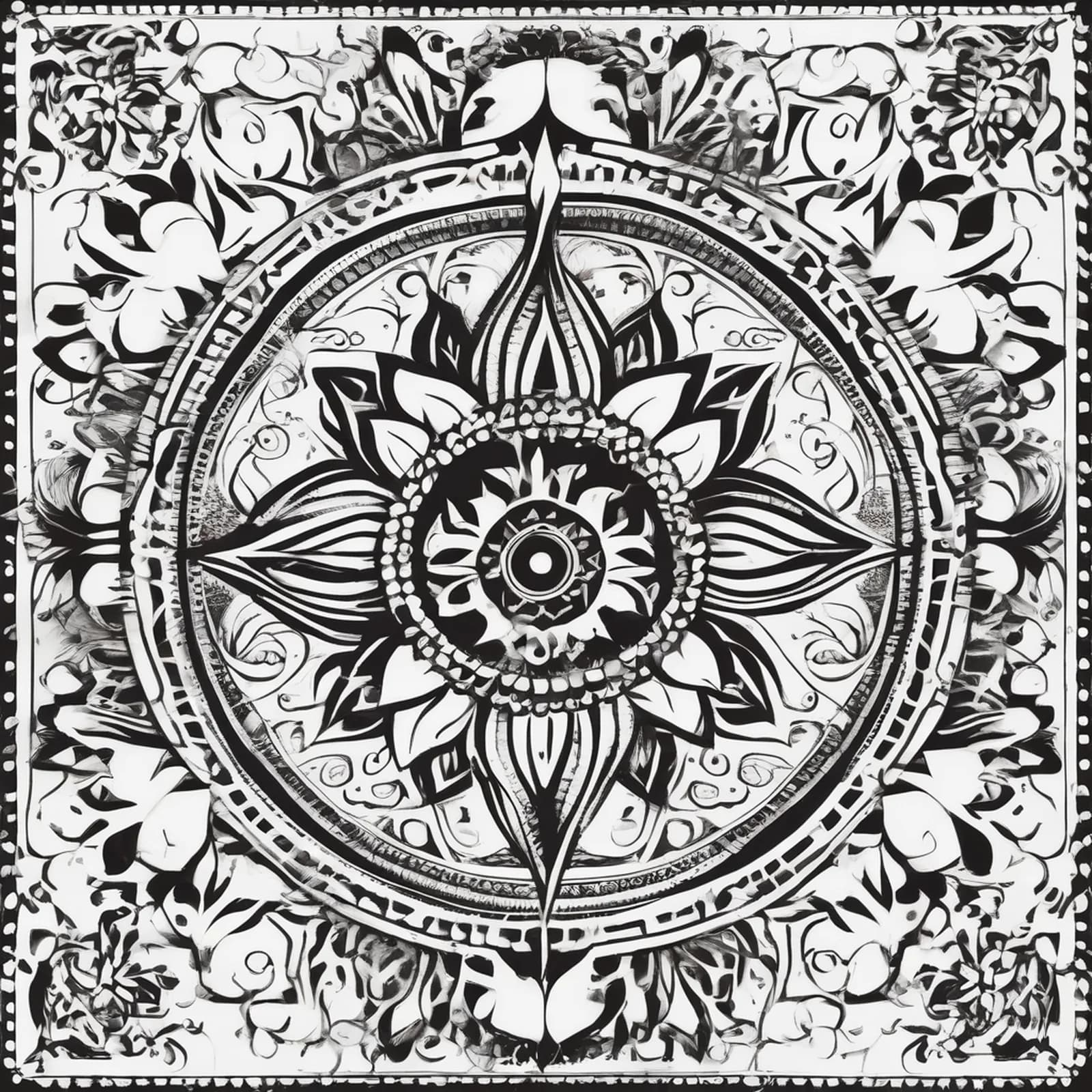 Compass And Lotus tattoo design, alternative version 2