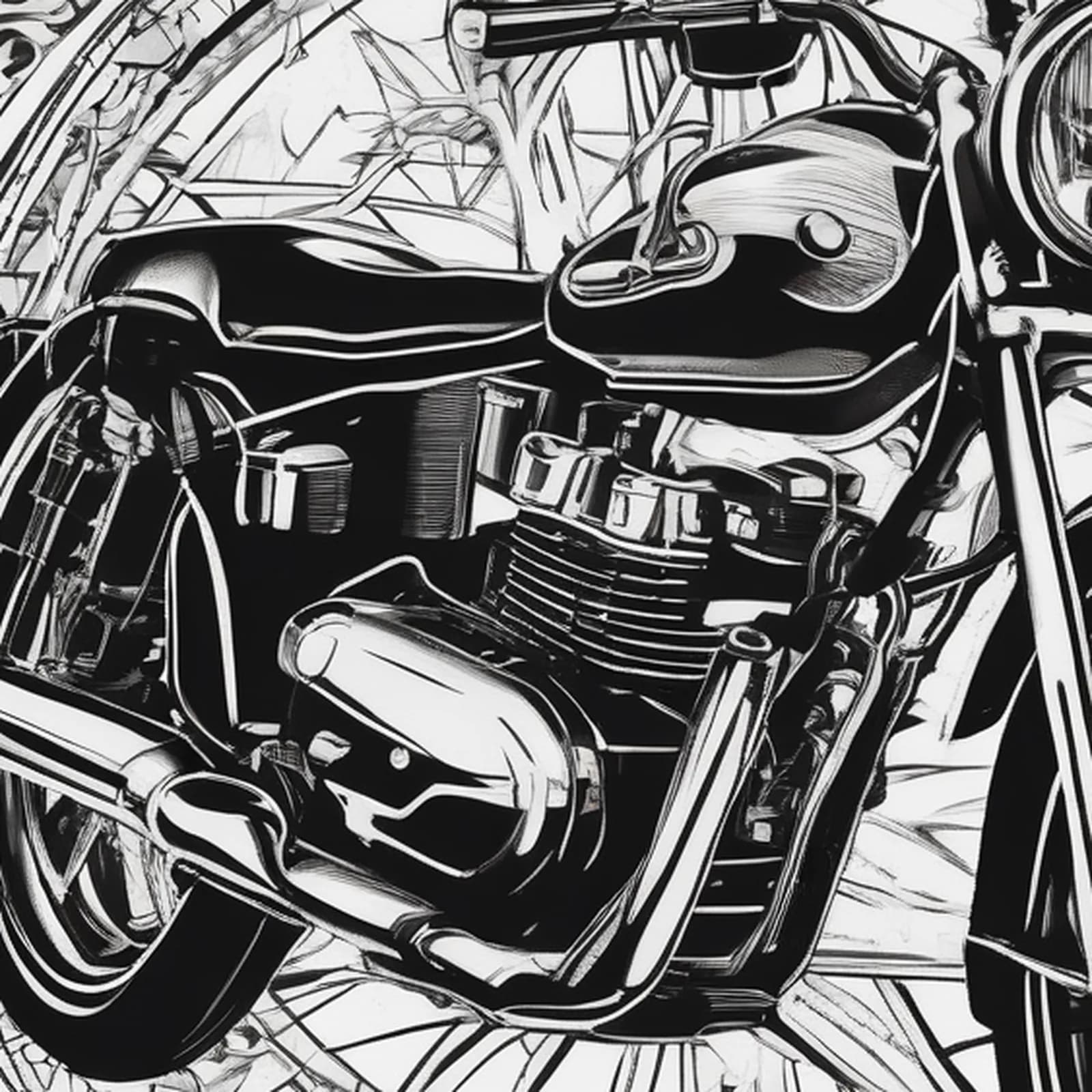 Compass And Motorcycle tattoo design, close-up detail
