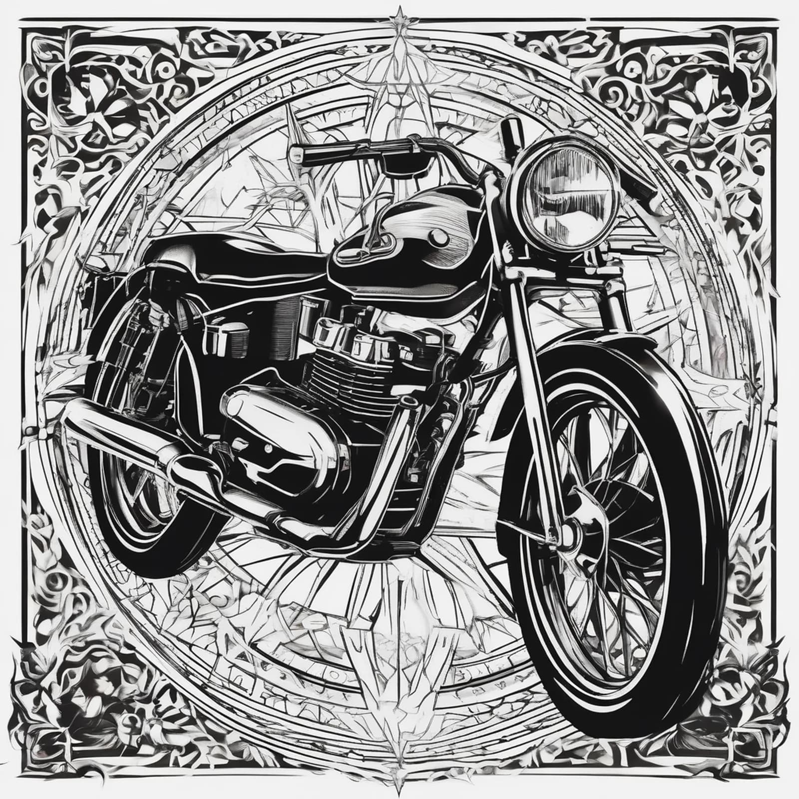 Compass And Motorcycle tattoo design
