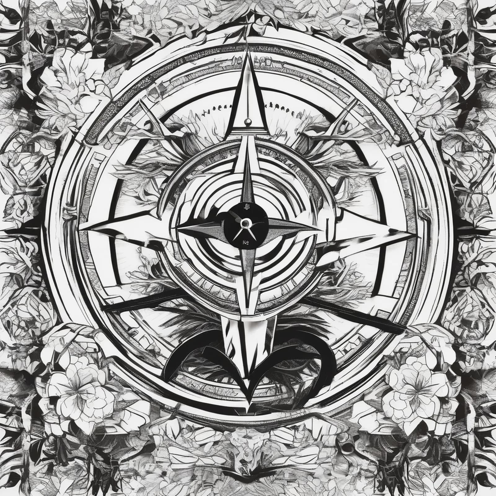 Compass And Motorcycle tattoo design, alternative version 3