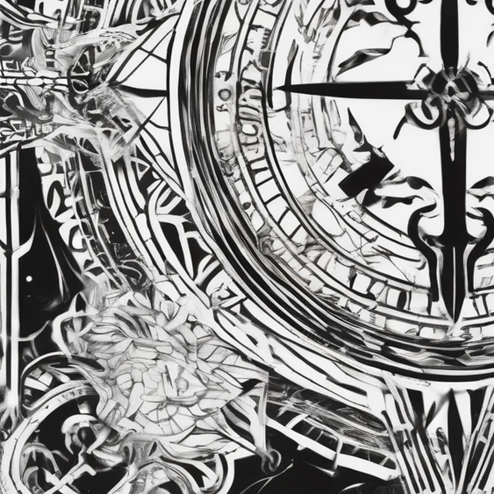 Compass And Norse Runes tattoo design, close-up detail