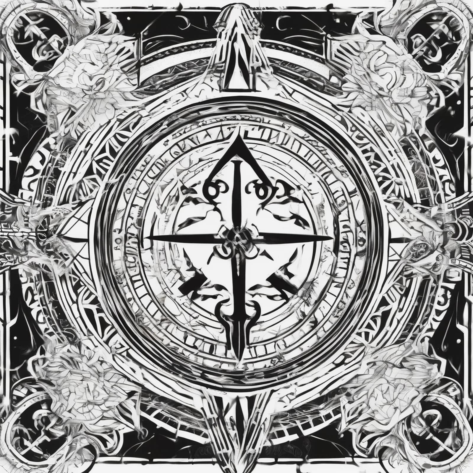 Compass And Norse Runes tattoo design