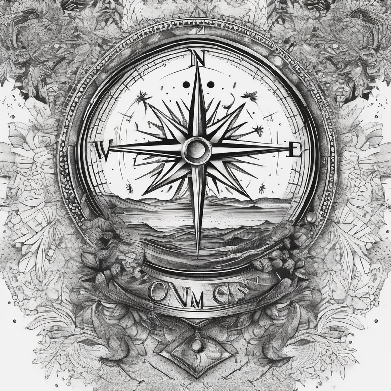 Compass And Open Book tattoo design