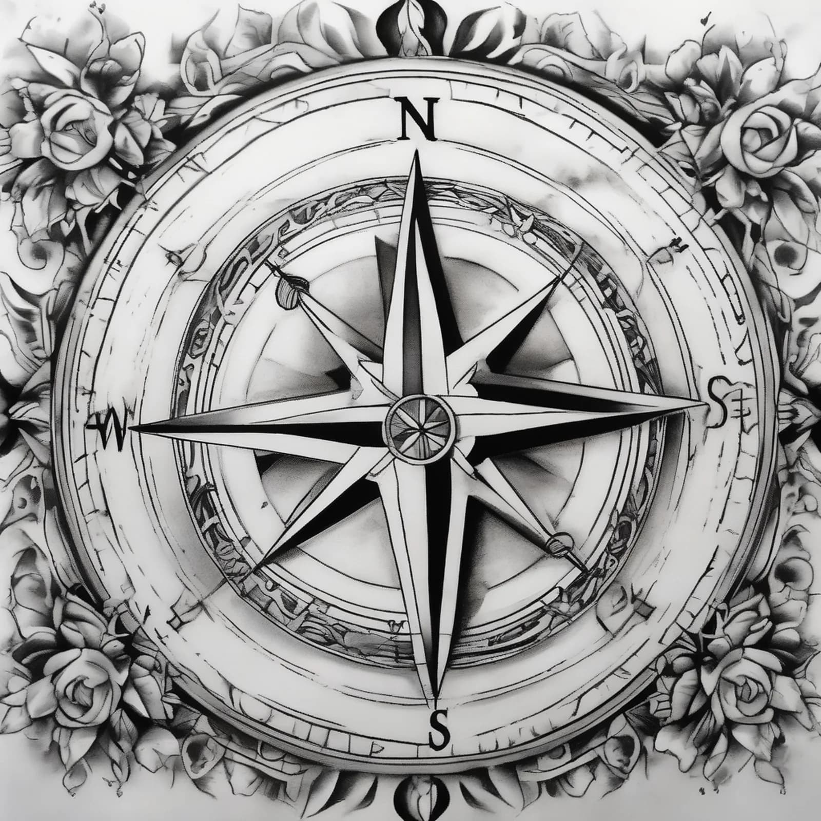 Compass And Praying Hands tattoo design