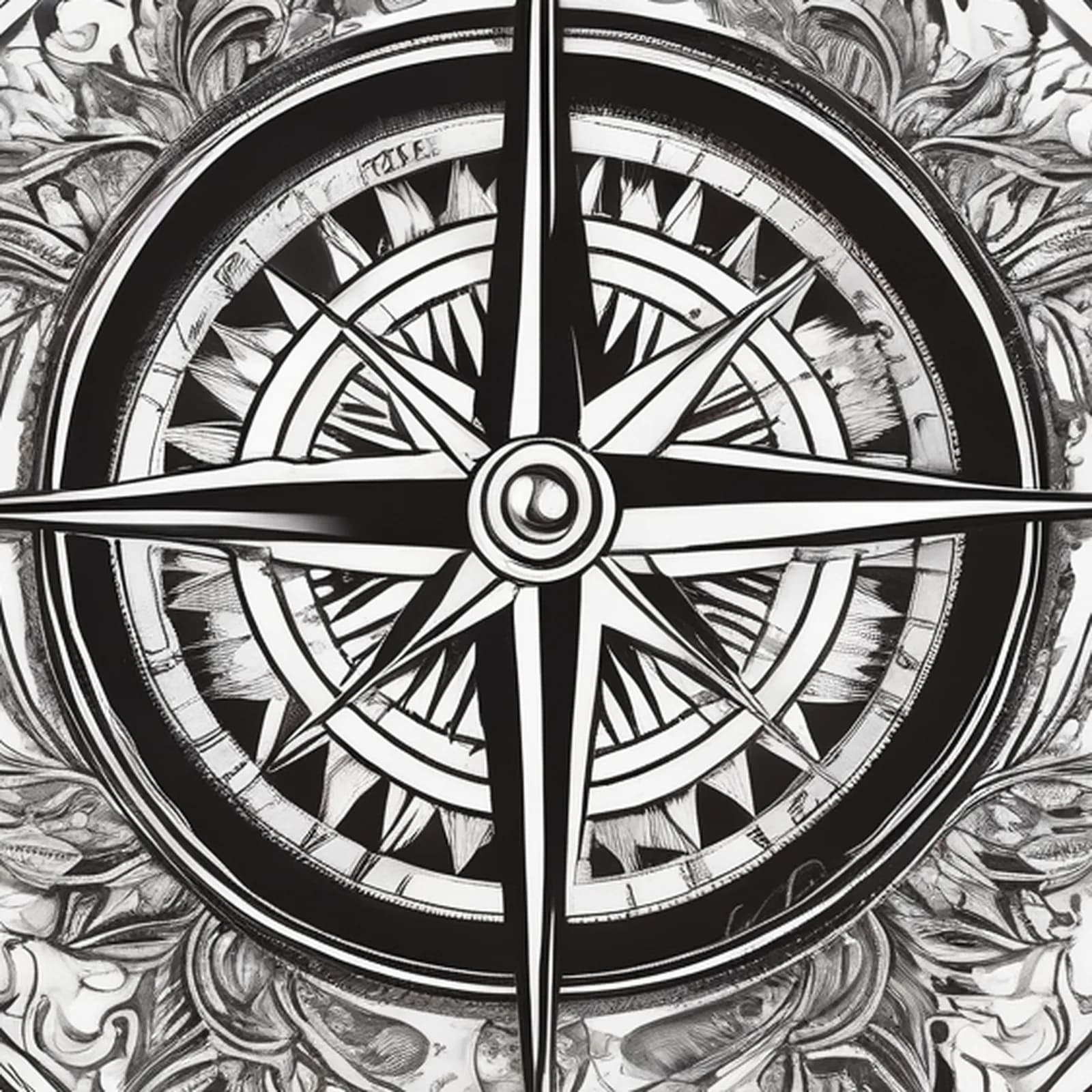 Compass And Quill Pen tattoo design, close-up detail