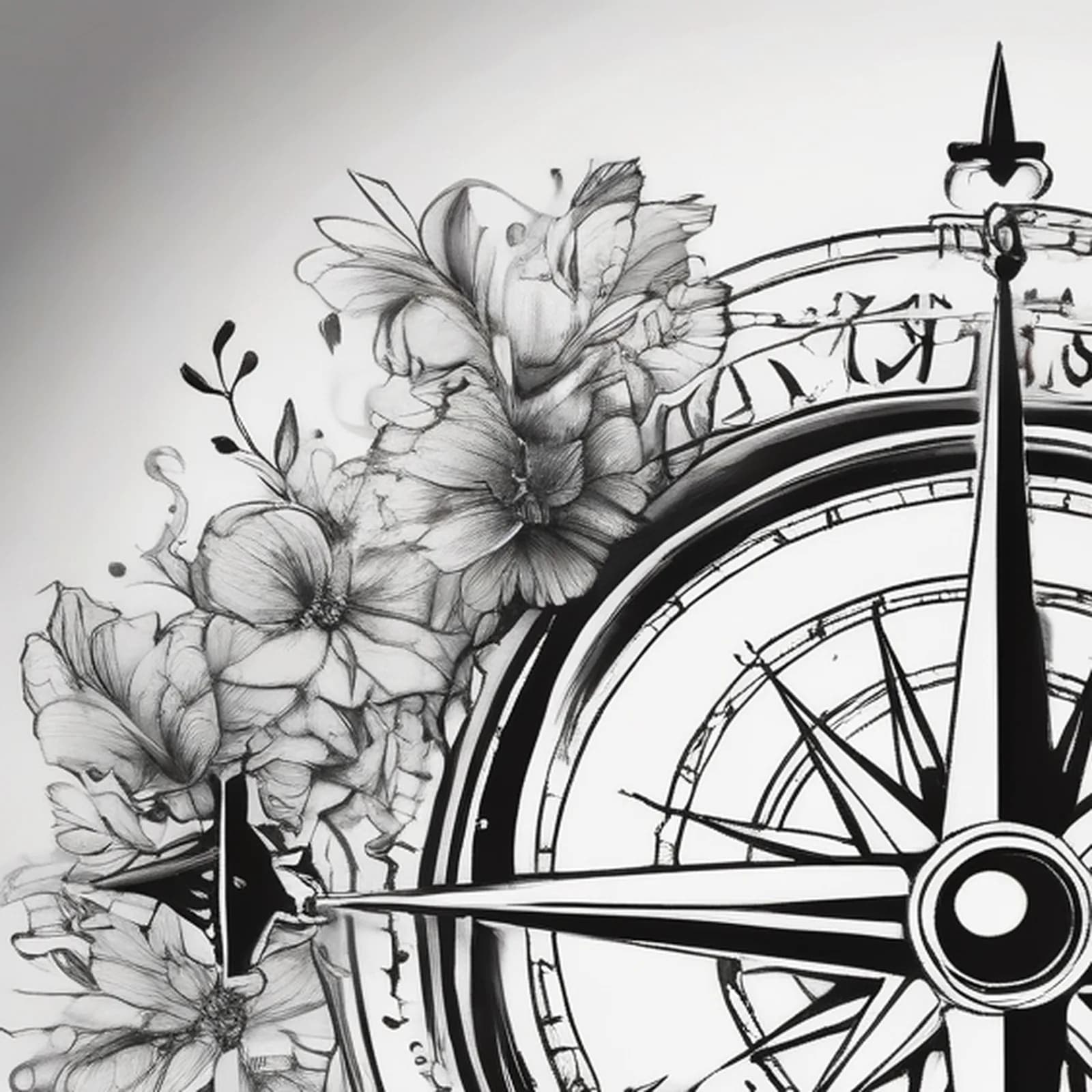 Compass And Semicolon tattoo design, close-up detail