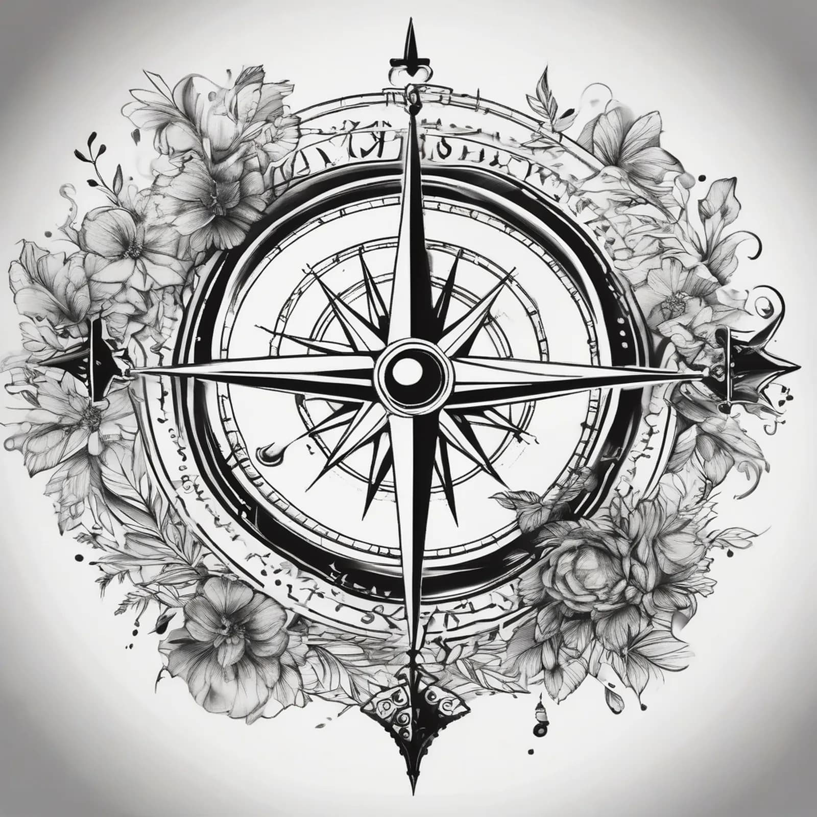 Compass And Semicolon tattoo design