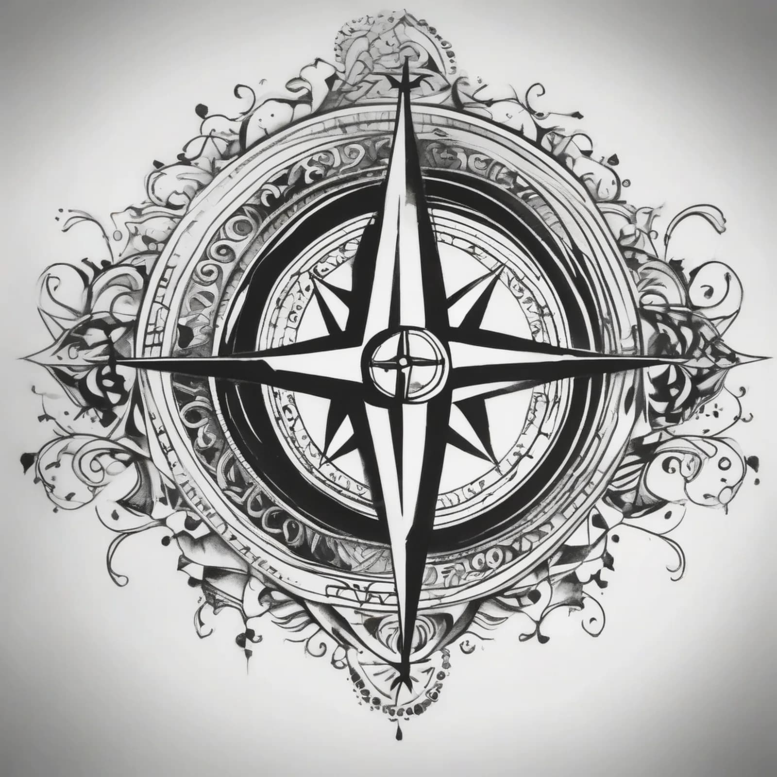 Compass And Semicolon tattoo design, alternative version 2