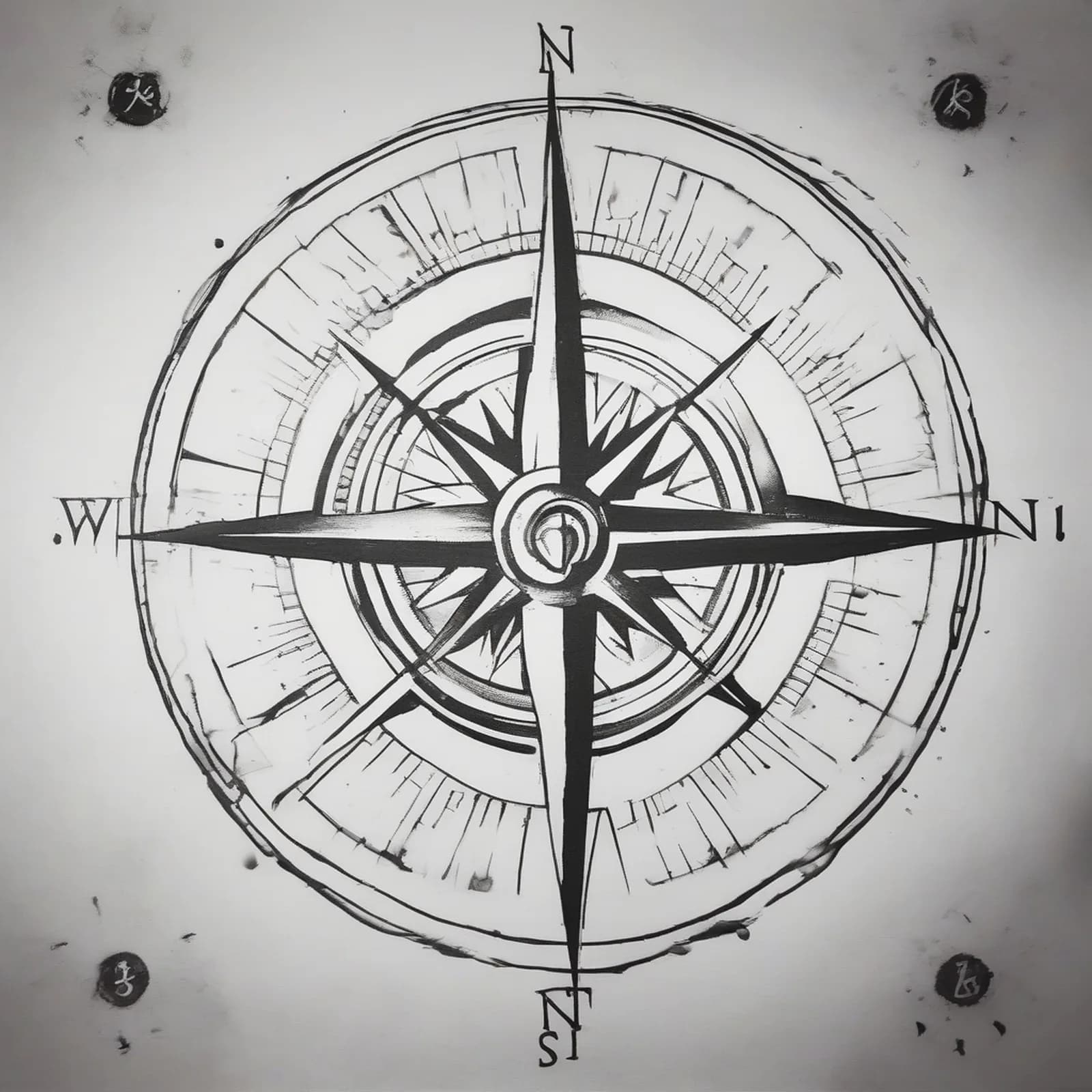 Compass And Semicolon tattoo design, alternative version 3