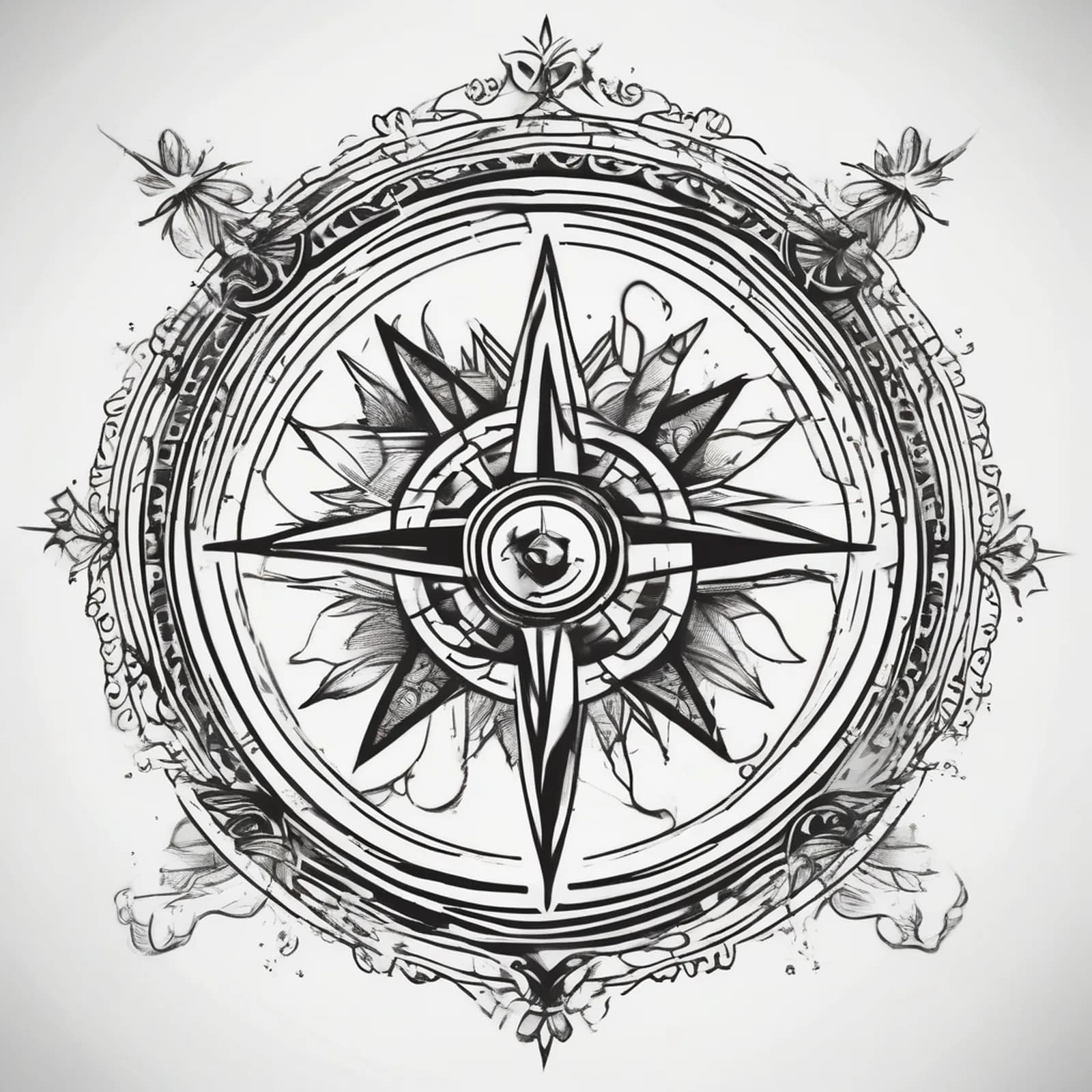 Compass And Surfboard tattoo design