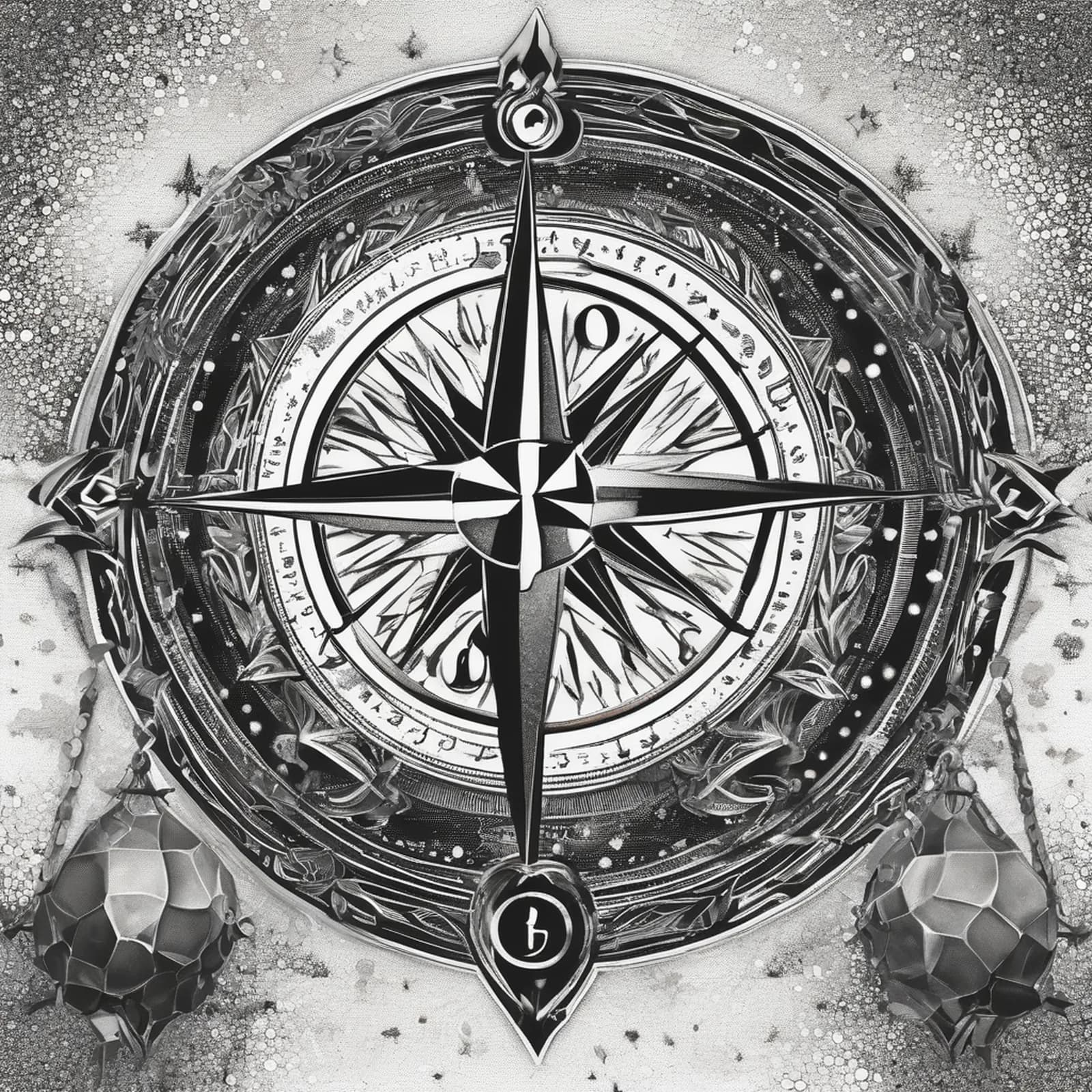 Compass And Telescope tattoo design, alternative version 3