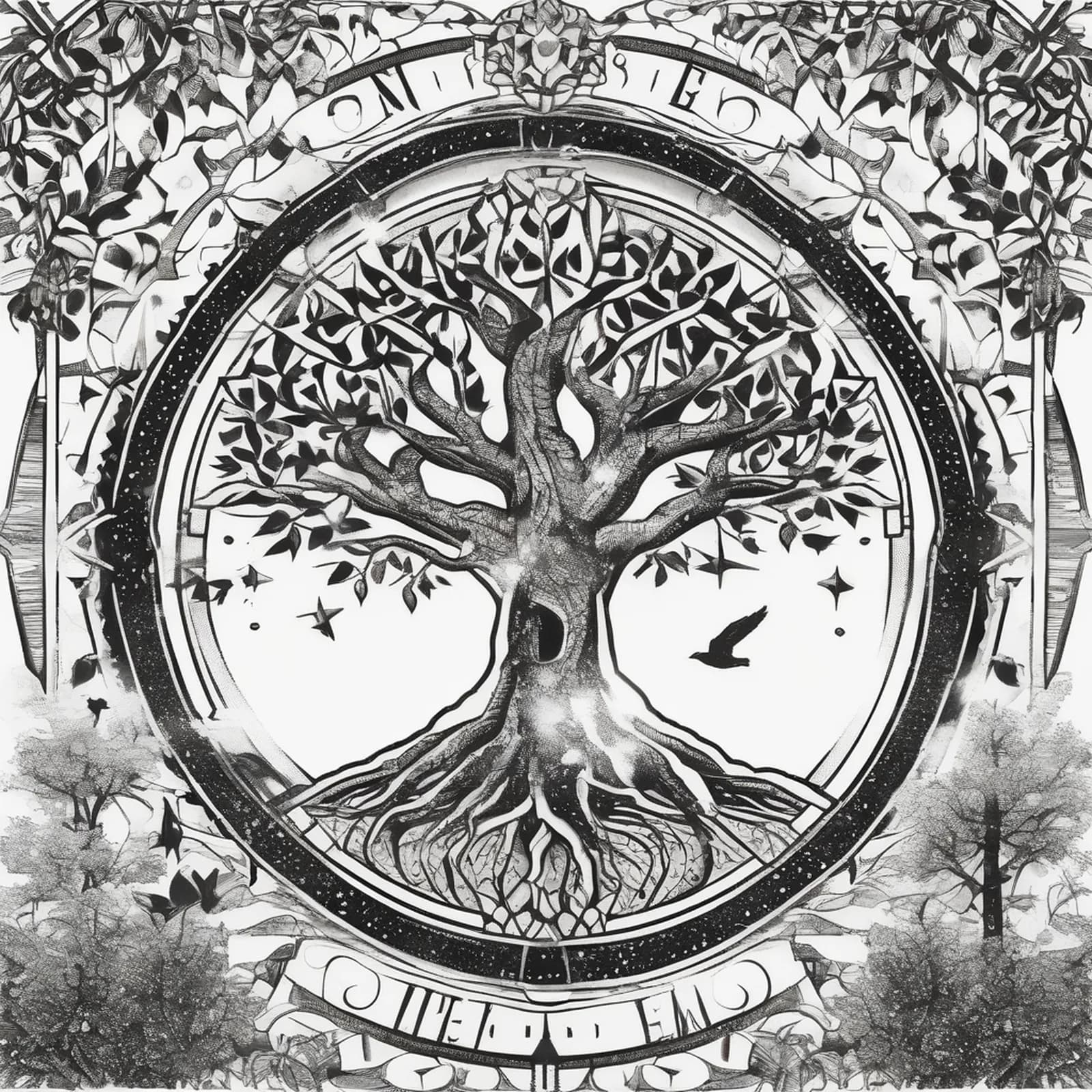 Compass And Tree Of Life tattoo design