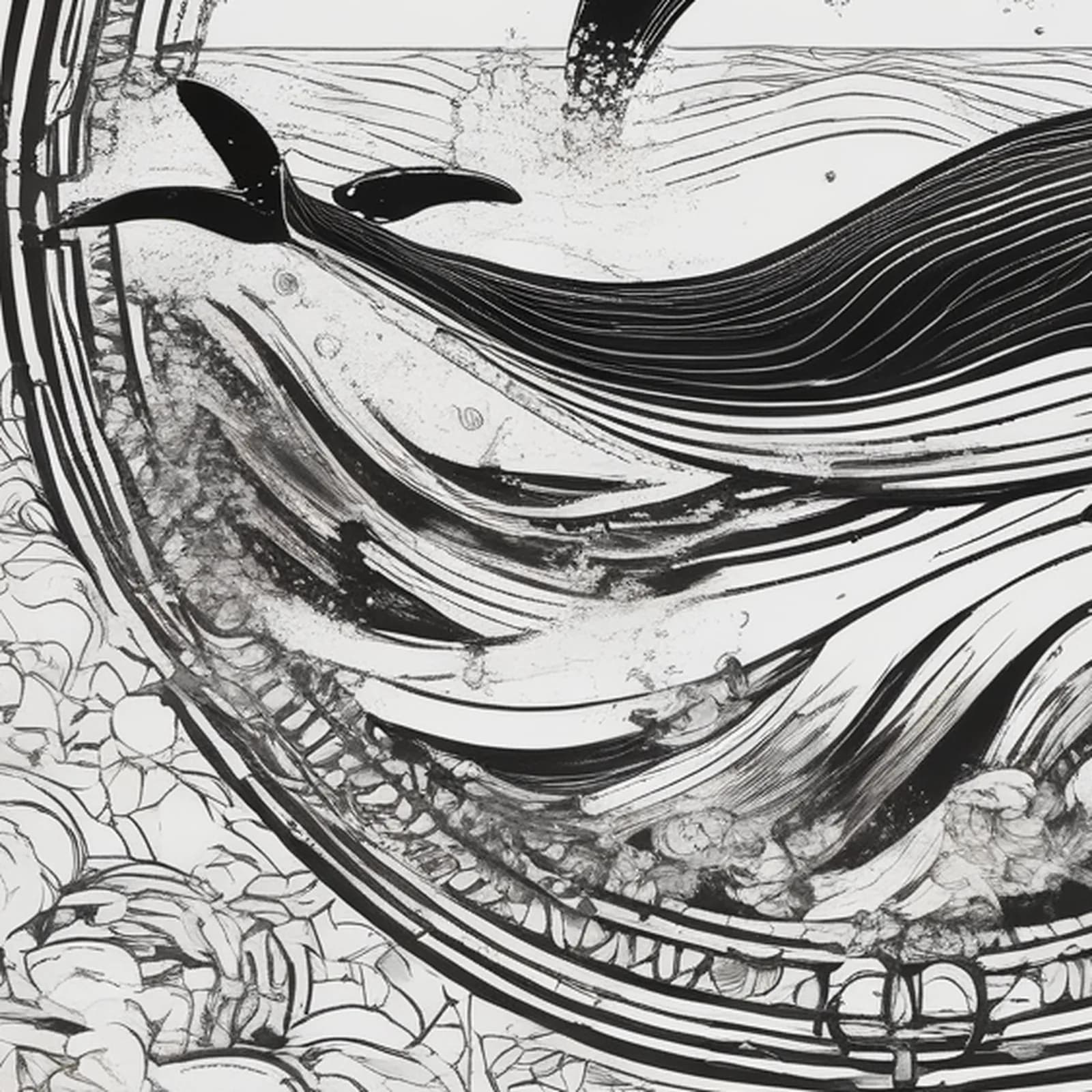 Compass And Whale tattoo design, close-up detail