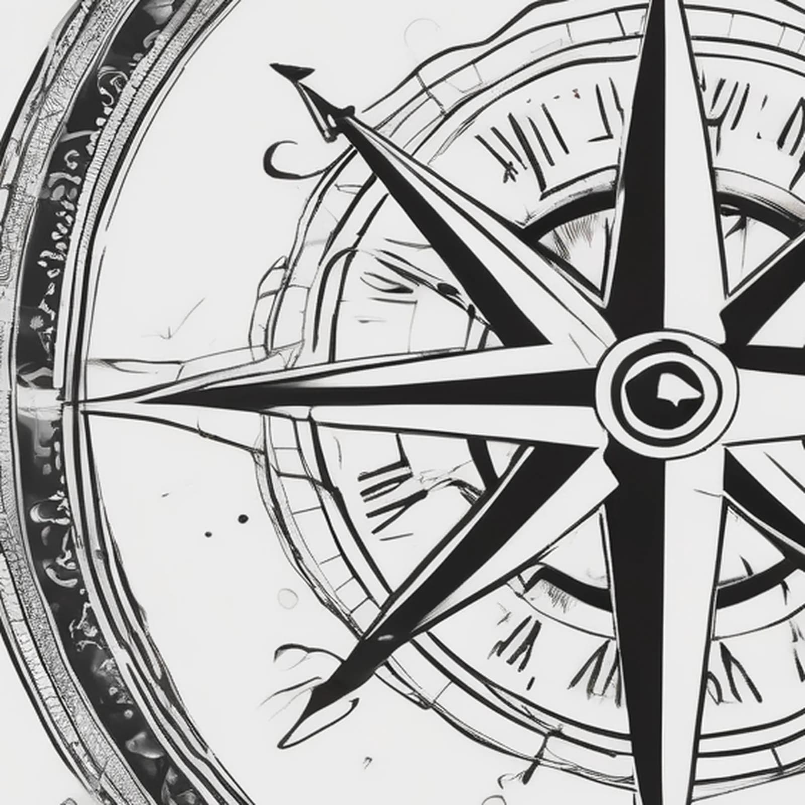 Compass On The Collarbone tattoo design, close-up detail
