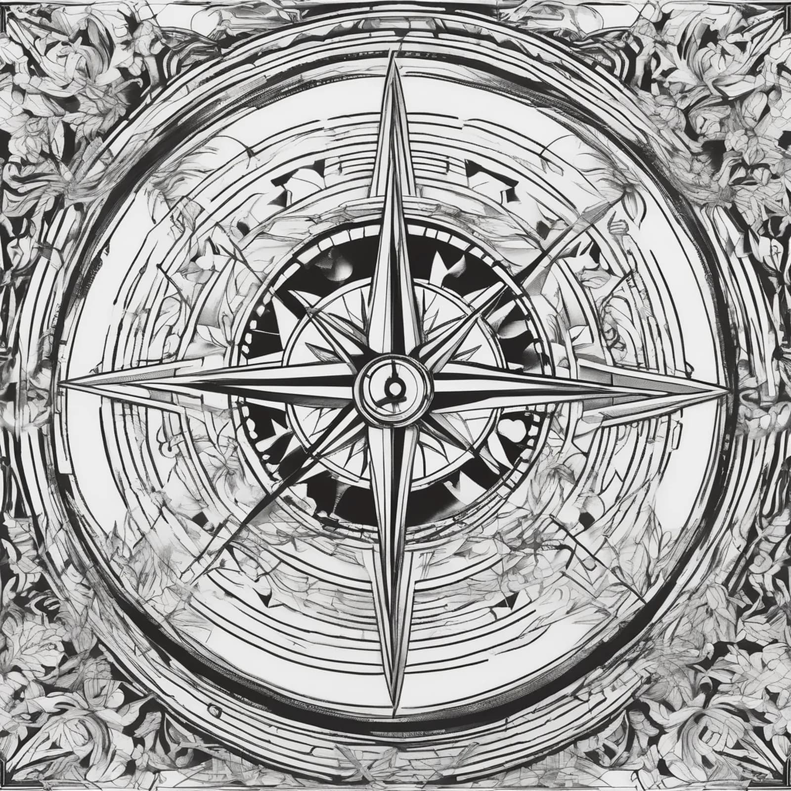 Compass On The Collarbone tattoo design, alternative version 2