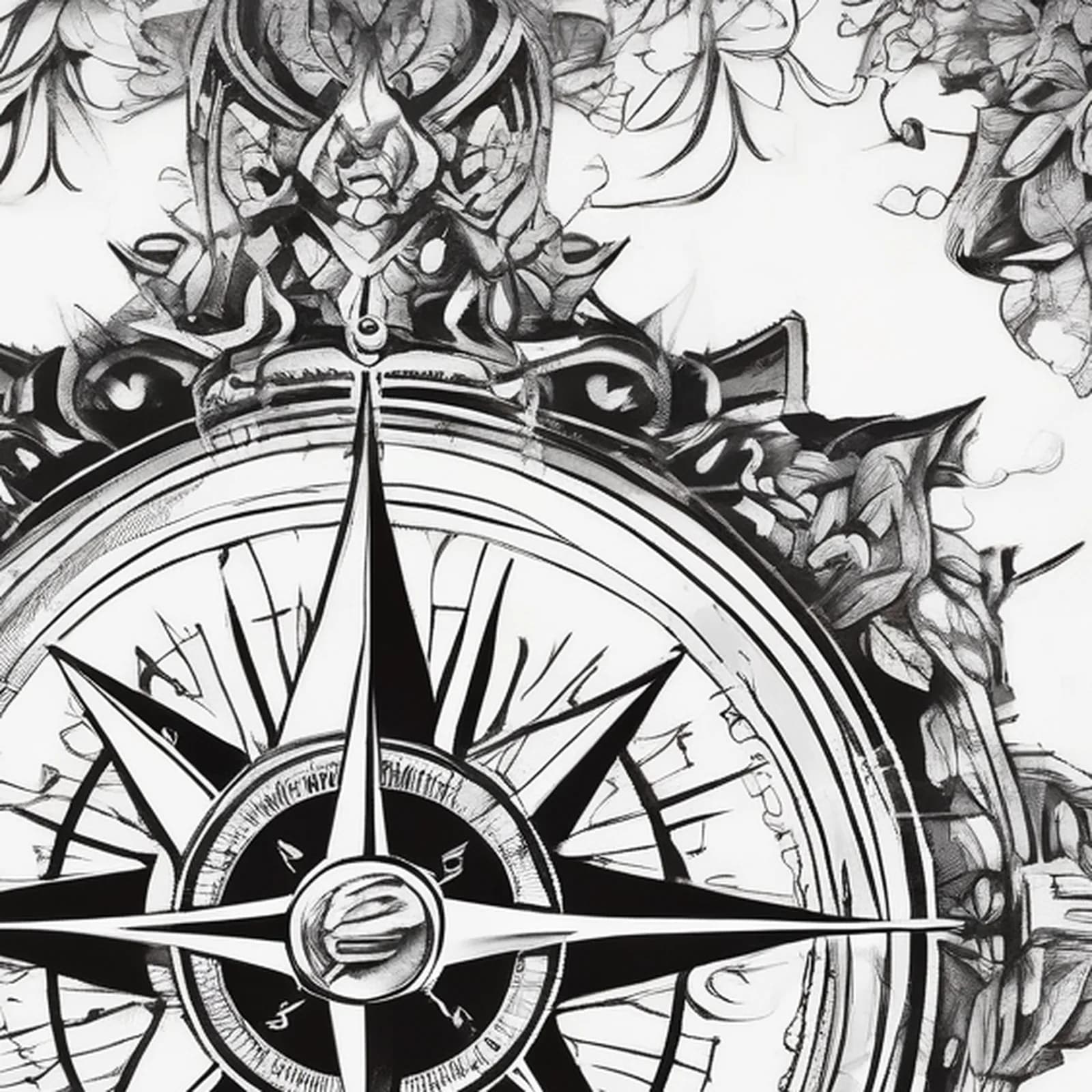Compass On The Hand tattoo design, close-up detail