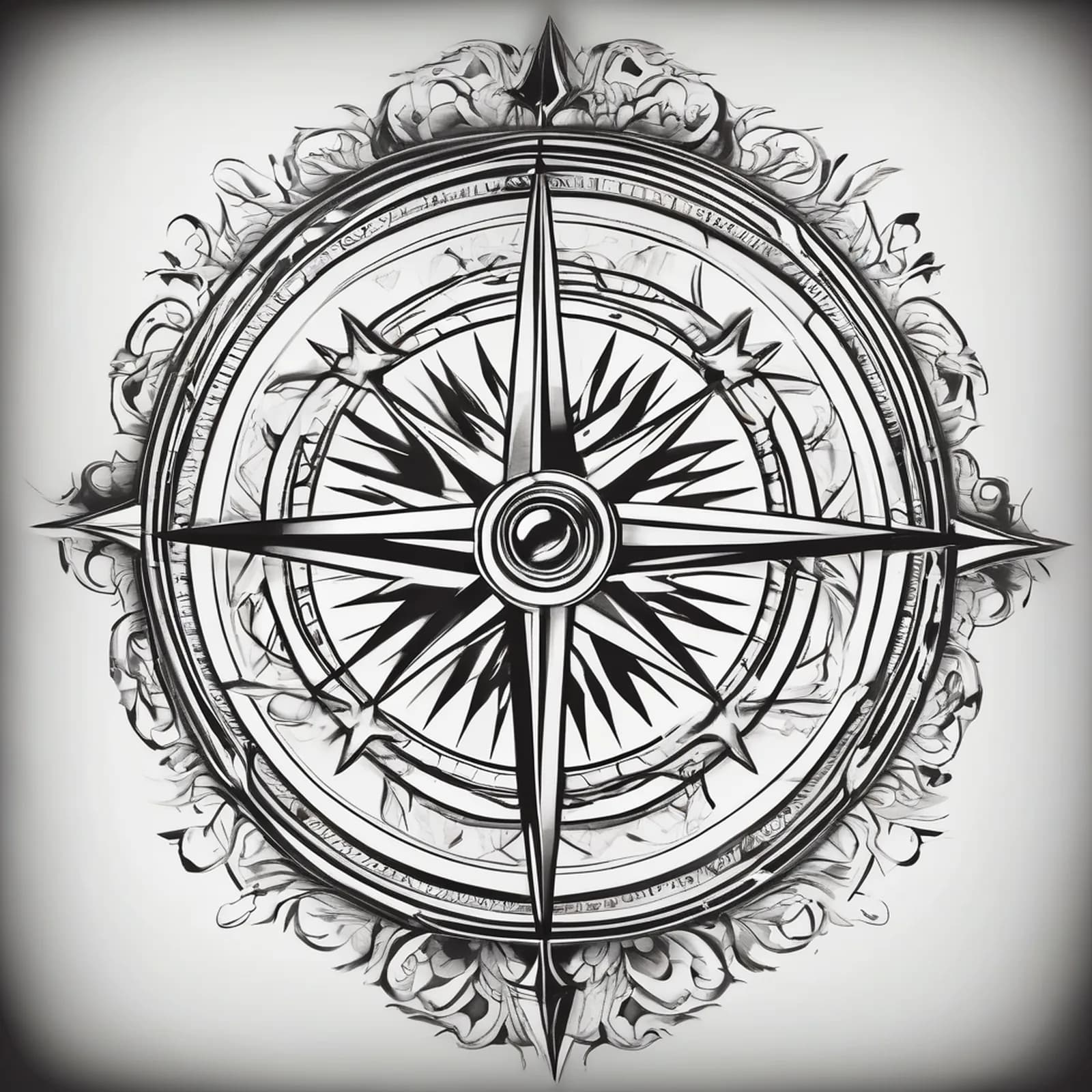 Compass On The Hand tattoo design, alternative version 2