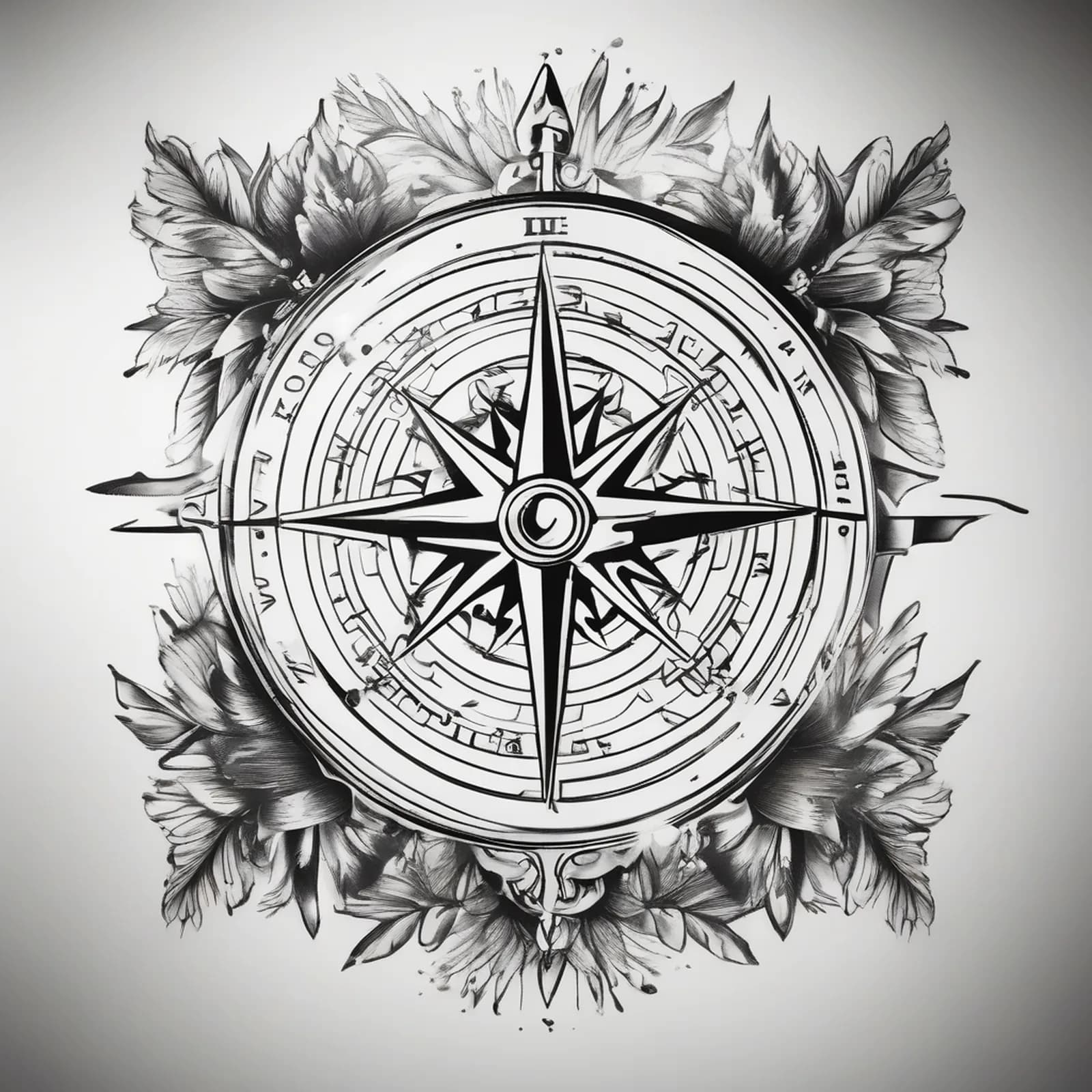 Compass On The Hand tattoo design, alternative version 3
