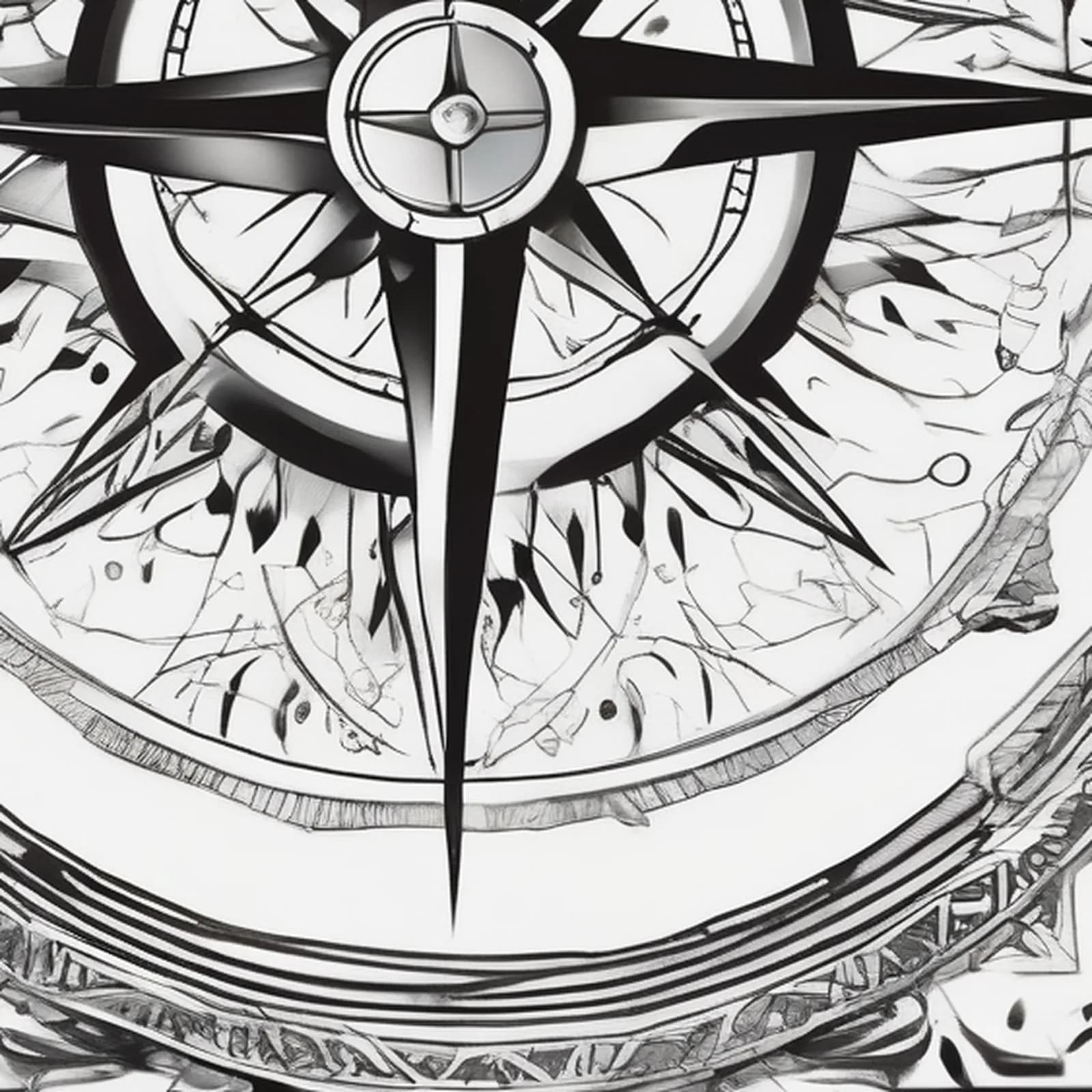 Compass On The Neck tattoo design, close-up detail