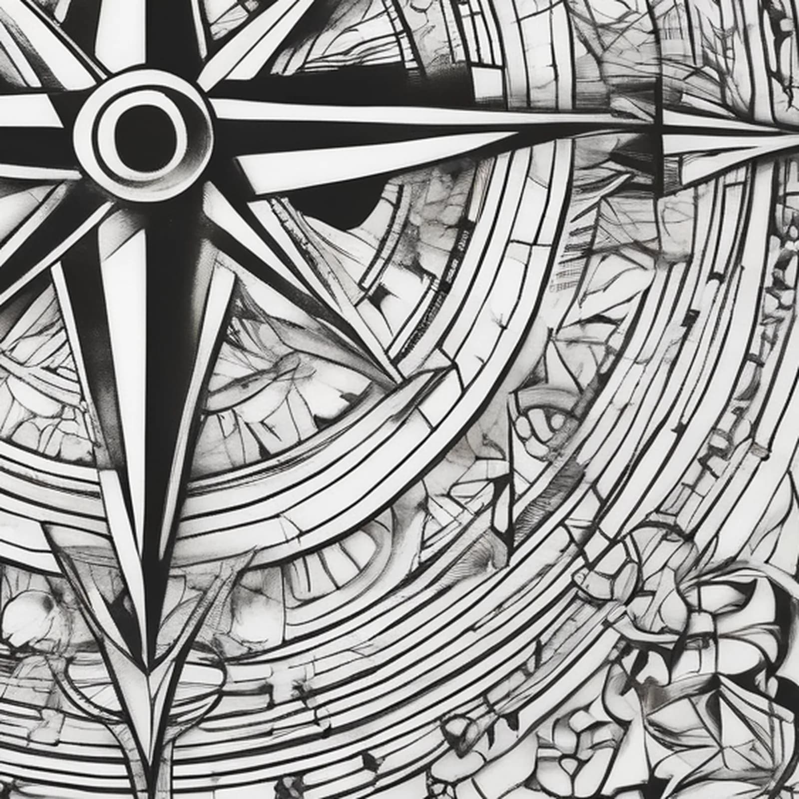 Compass On The Spine tattoo design, close-up detail