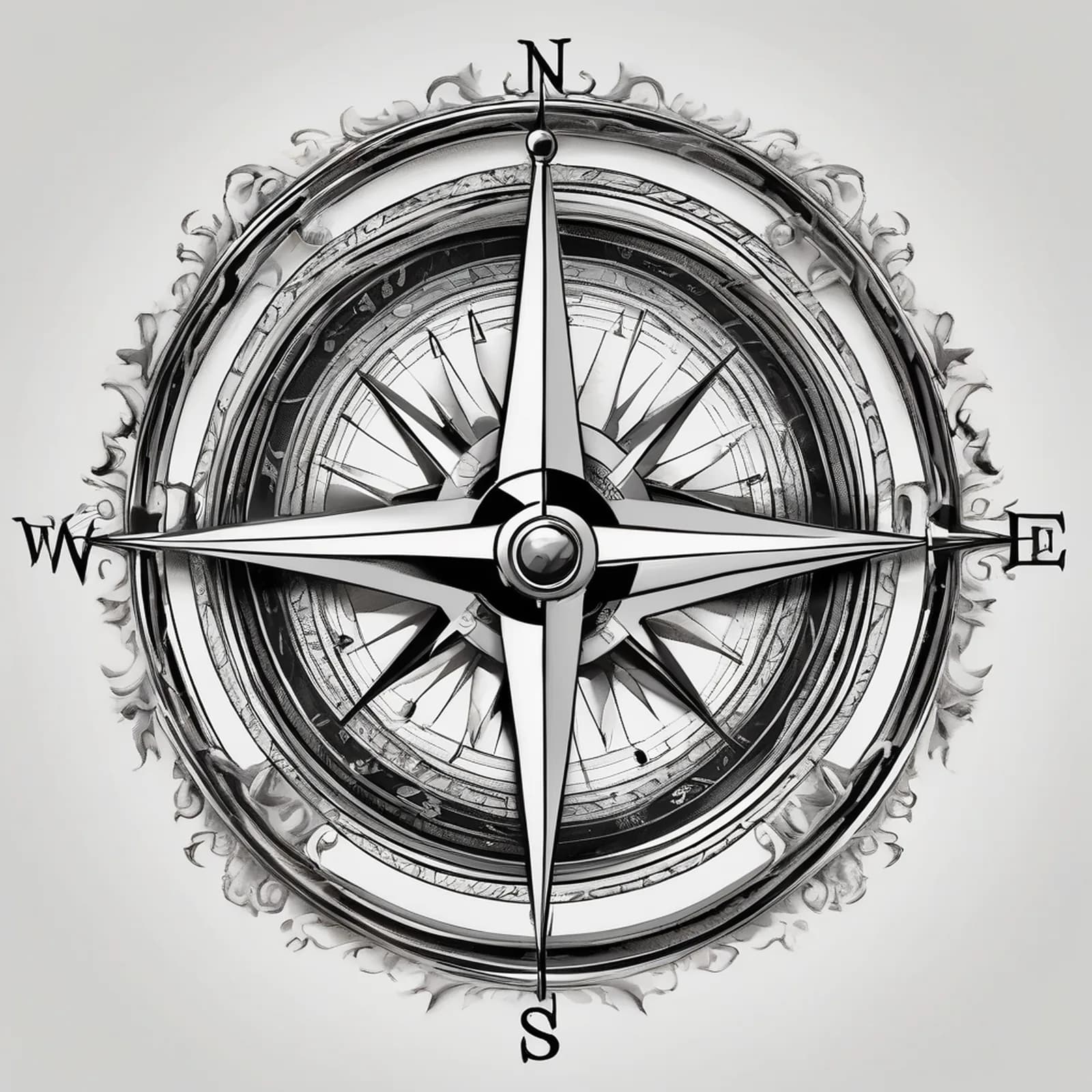 Ships Compass In Gimbal tattoo design
