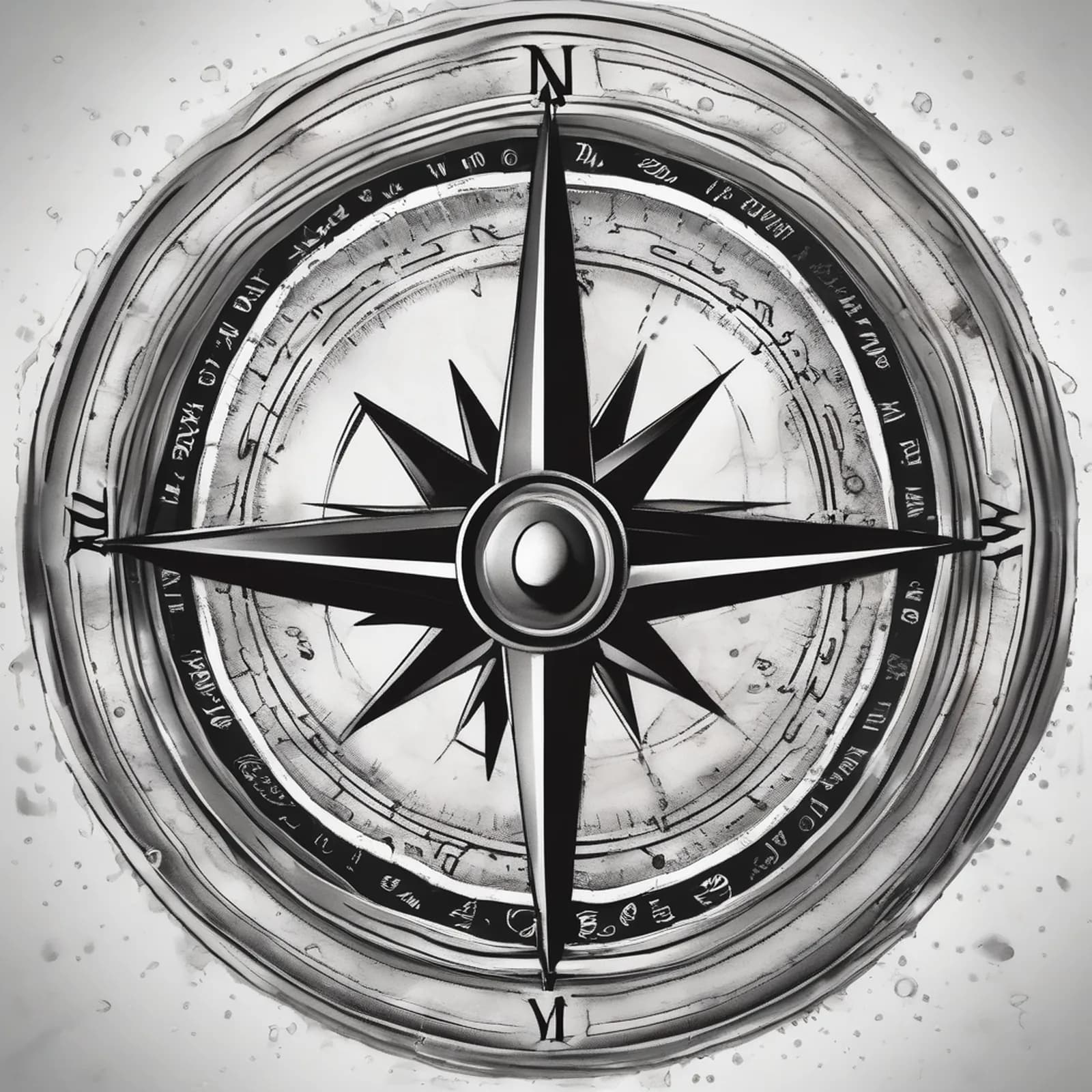 Ships Compass In Gimbal tattoo design, alternative version 4