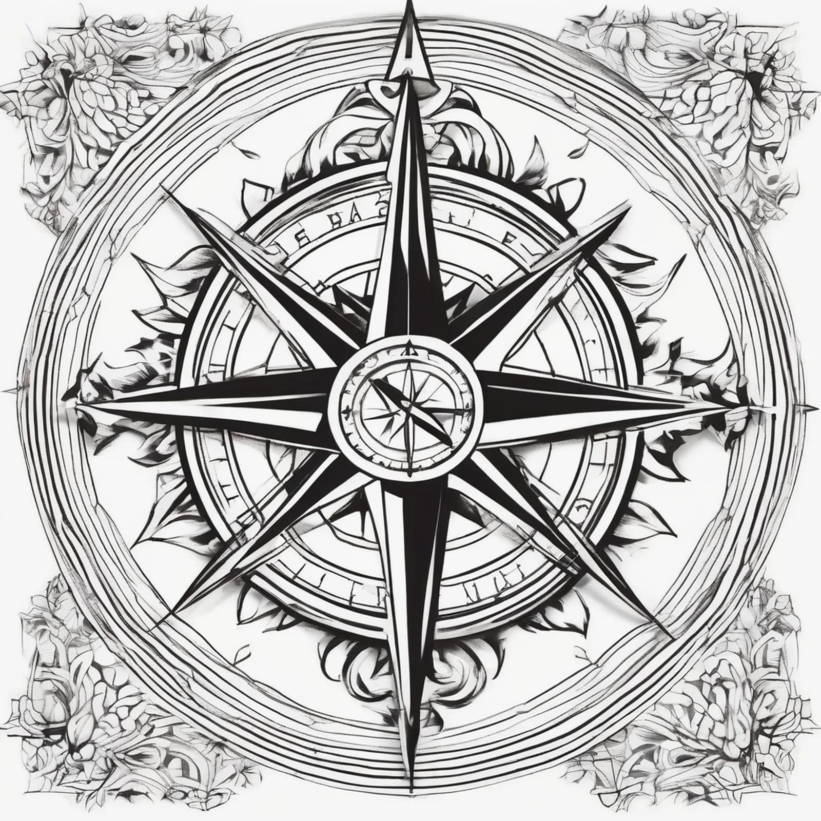 Sketch Style Compass tattoo design