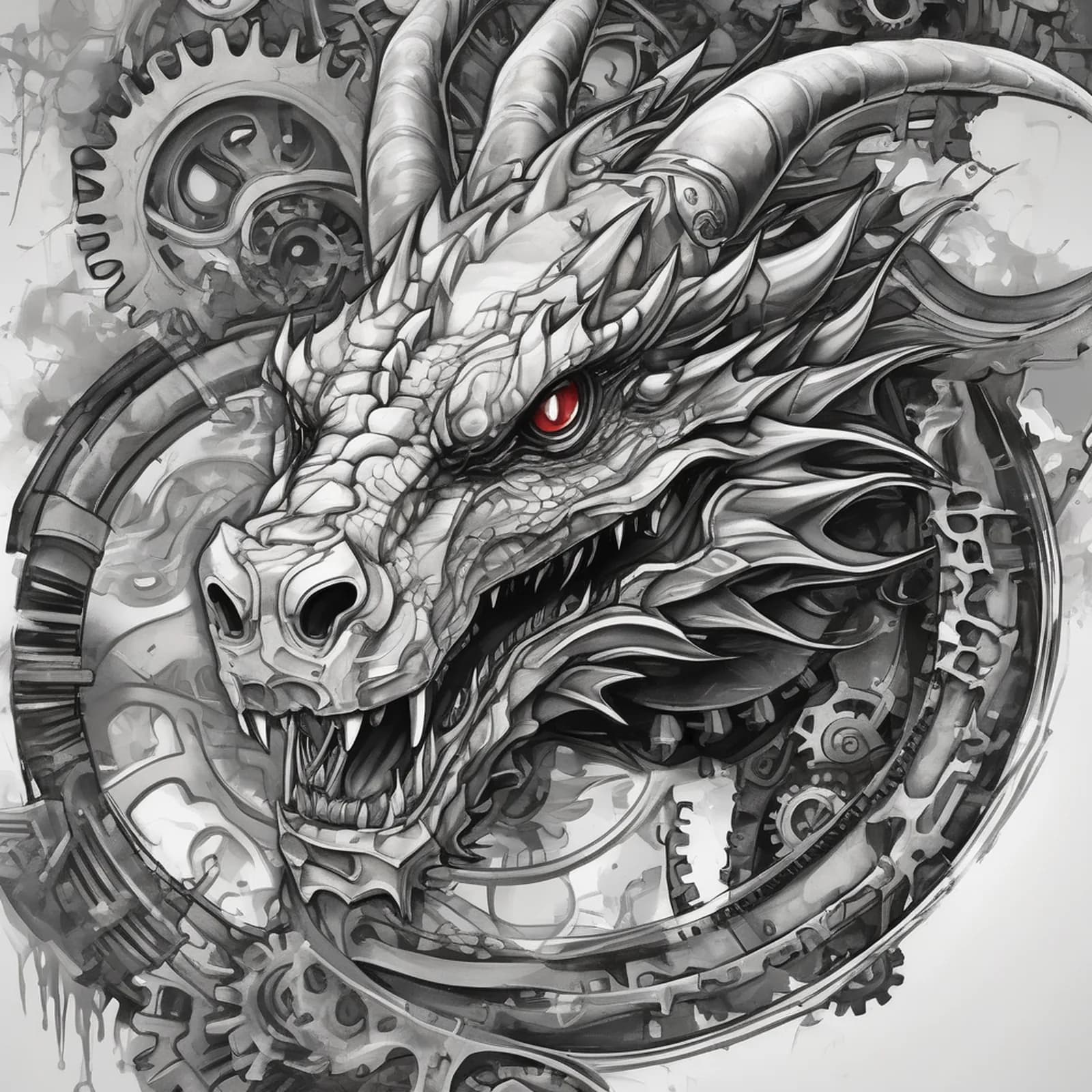 Biomechanical Dragon Arm tattoo design, alternative version 3
