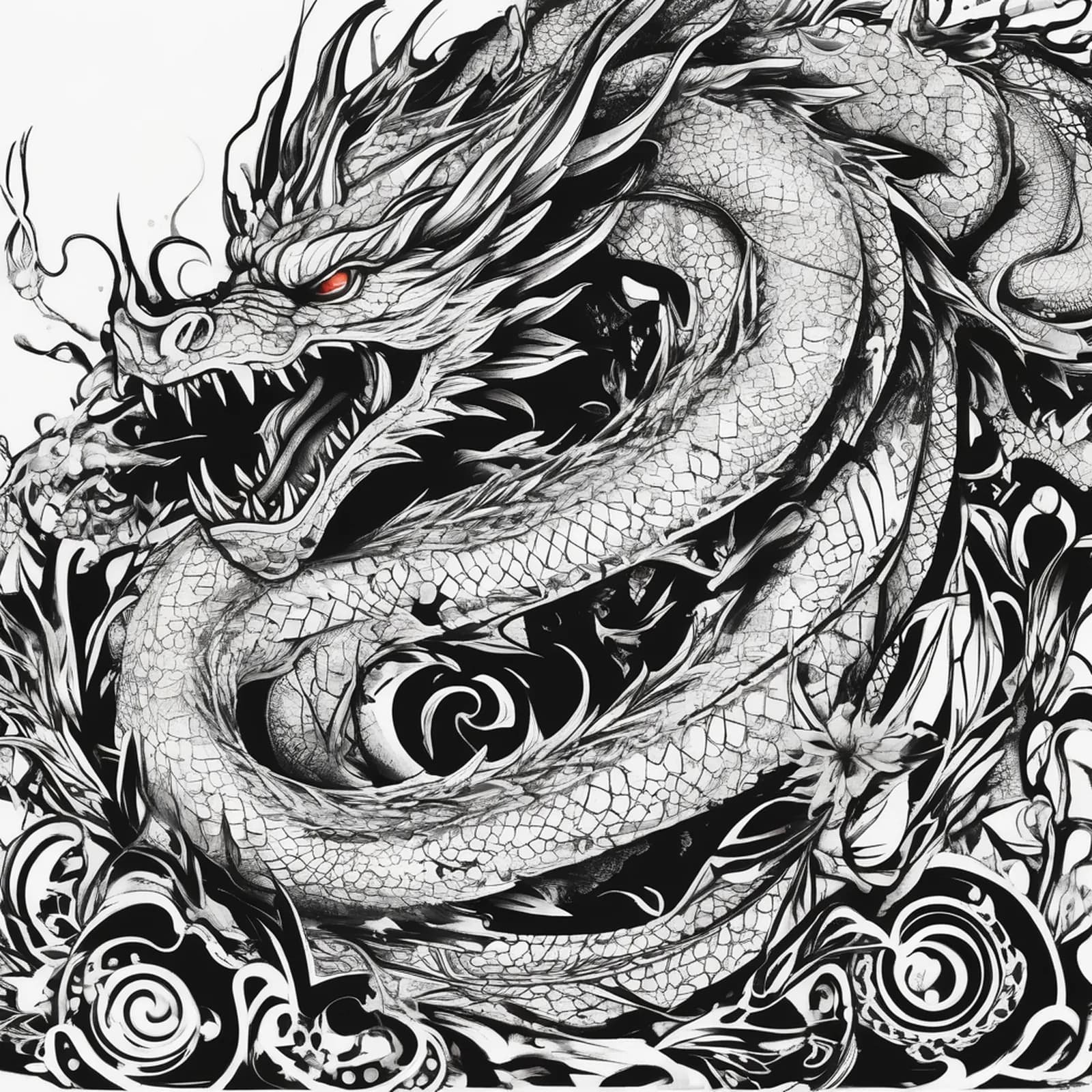 Dragon Cover Up Design tattoo design, alternative version 2