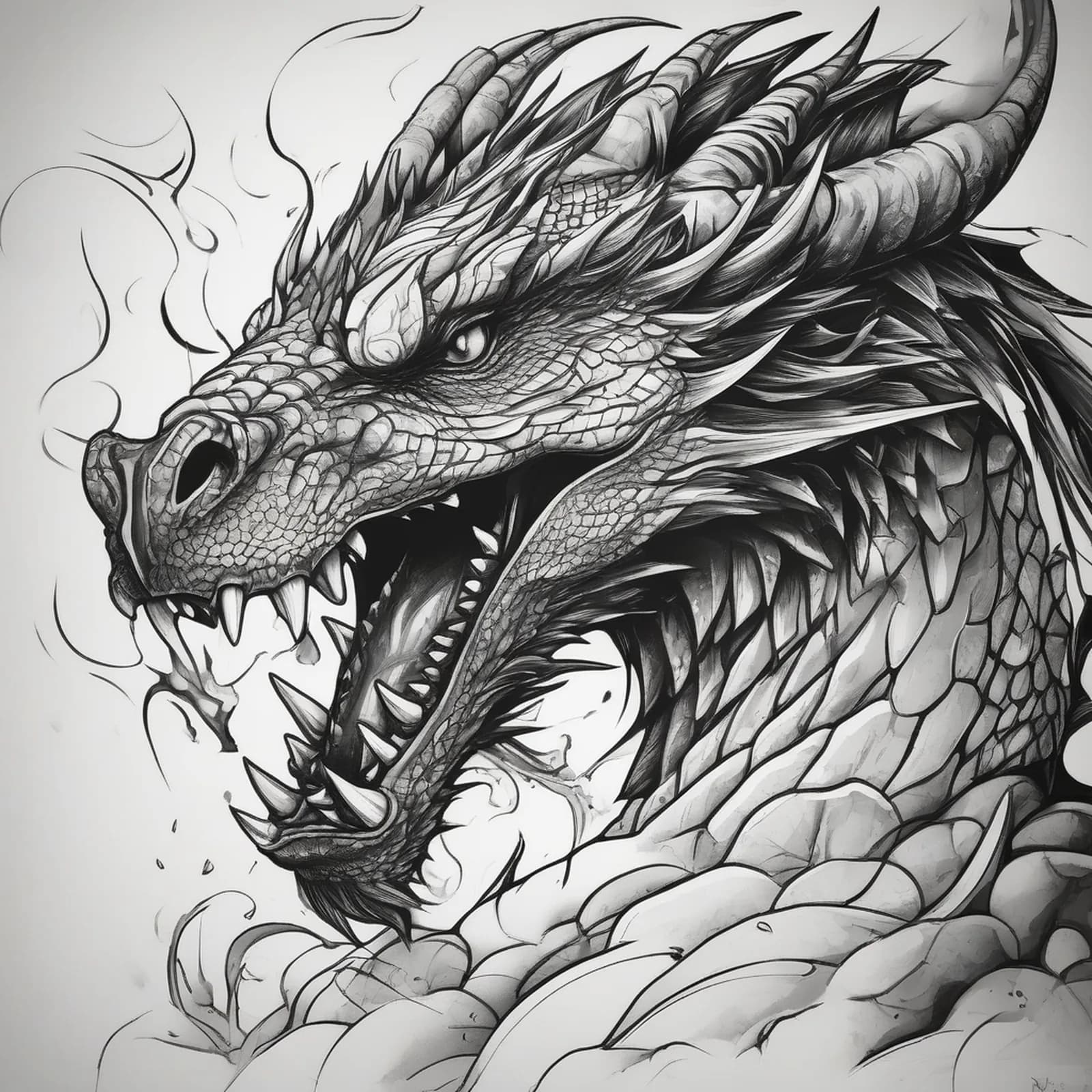 Dragon Cover Up Design tattoo design, alternative version 3
