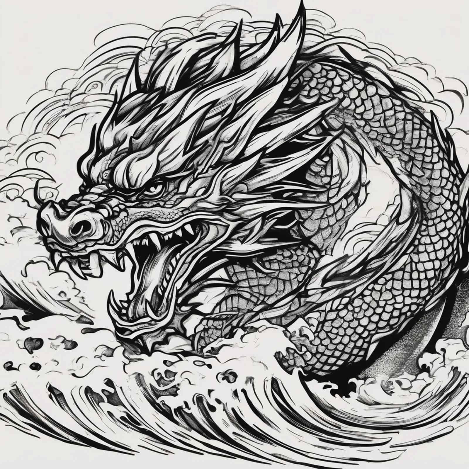 Dragon Full Leg Sleeve tattoo design, alternative version 2
