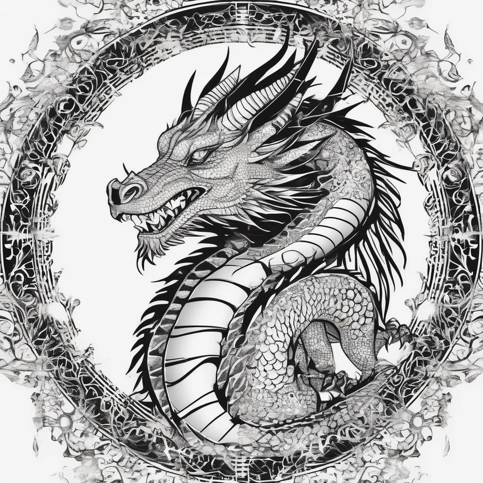 Dragon Knee Cap tattoo design, alternative version 2
