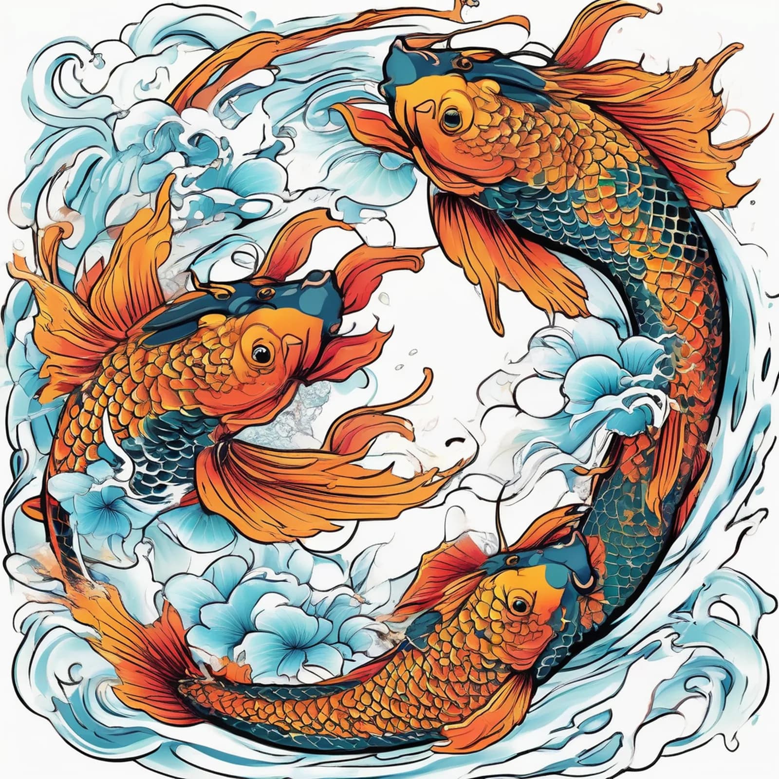 Koi to Dragon Transformation tattoo design, alternative version 2