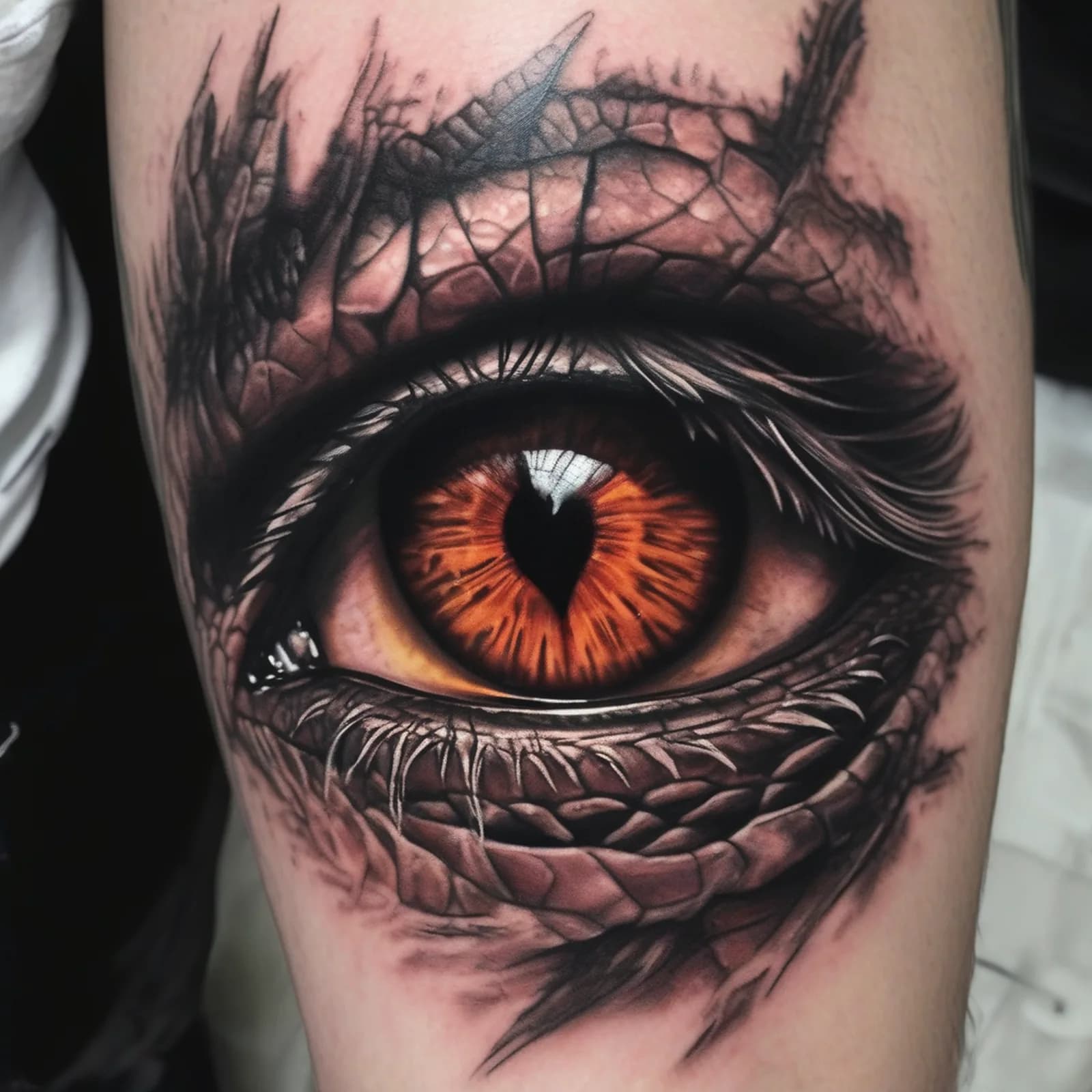 Realistic Dragon Eye Forearm tattoo design, alternative version 4