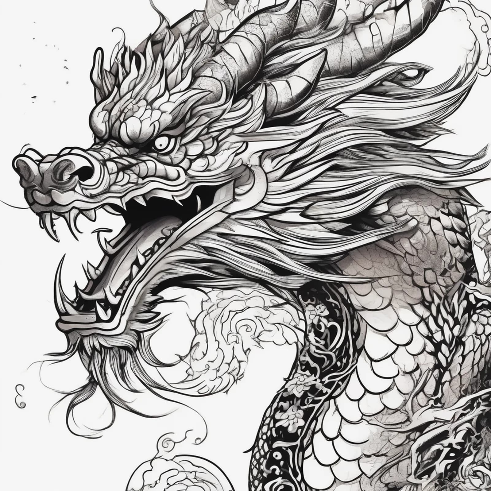 Small Chinese Dragon Behind Ear tattoo design, alternative version 3