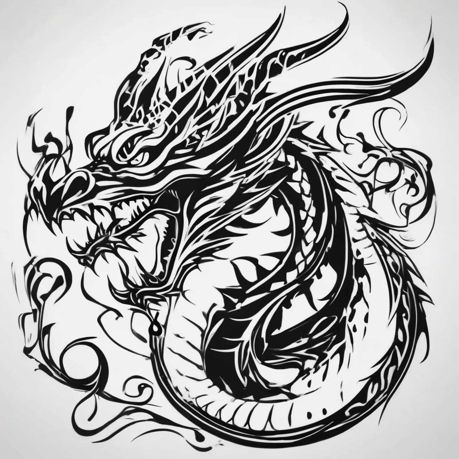 Vertical Rib Dragon tattoo design, alternative version 2