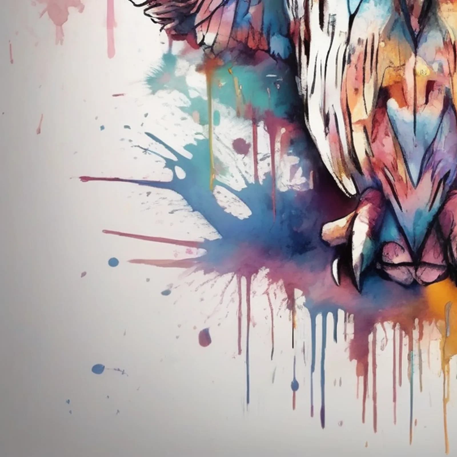 Abstract Brushstroke Owl tattoo design, close-up detail