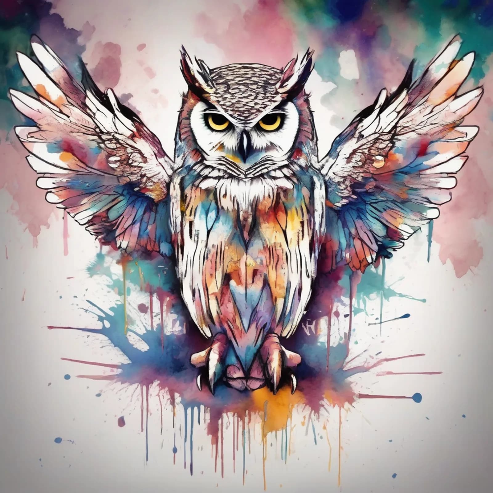 Abstract Brushstroke Owl tattoo design