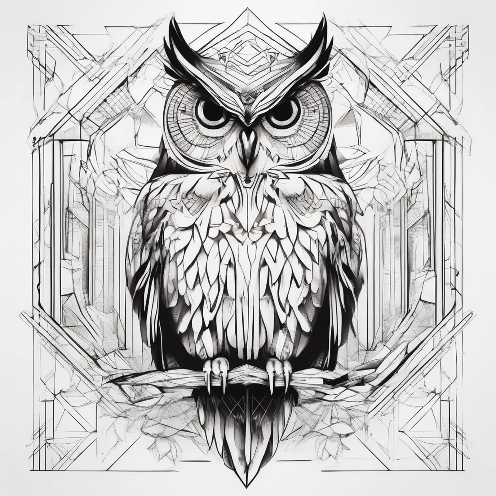 Art Deco Owl tattoo design