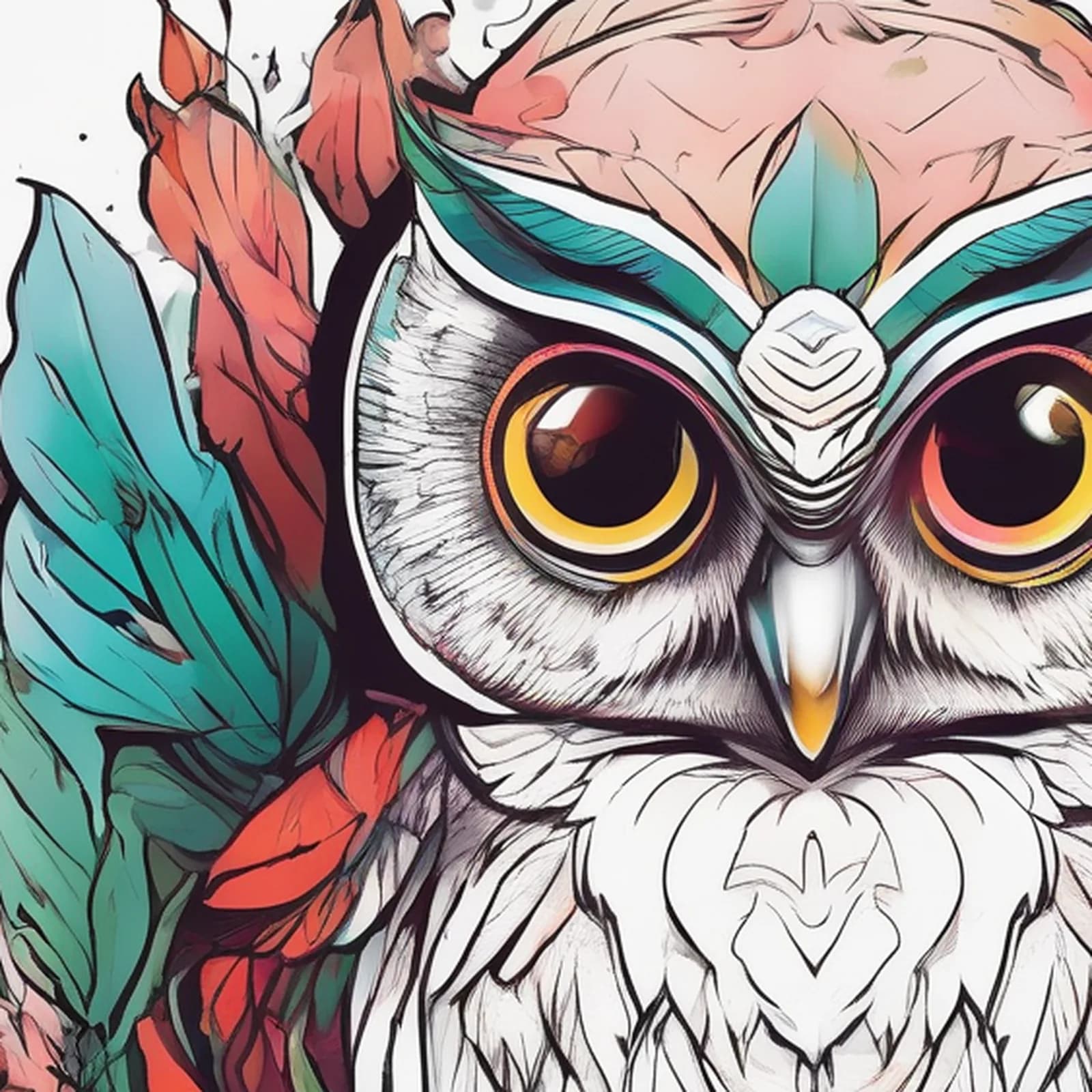 Baby Owlet tattoo design, close-up detail
