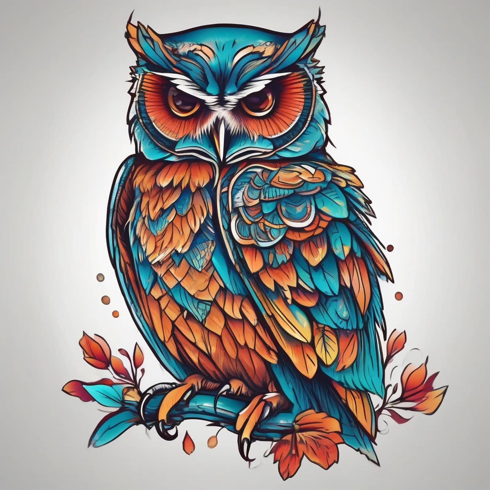 Baby Owlet tattoo design, alternative version 4