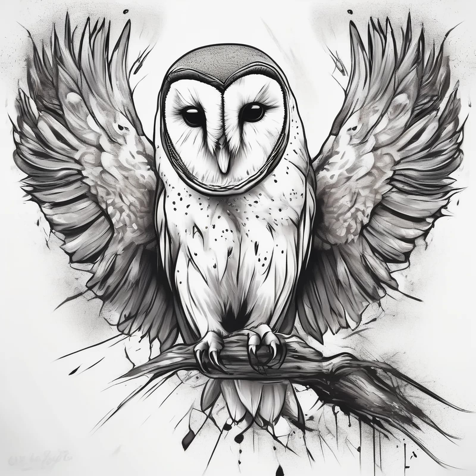 Barn Owl Portrait tattoo design